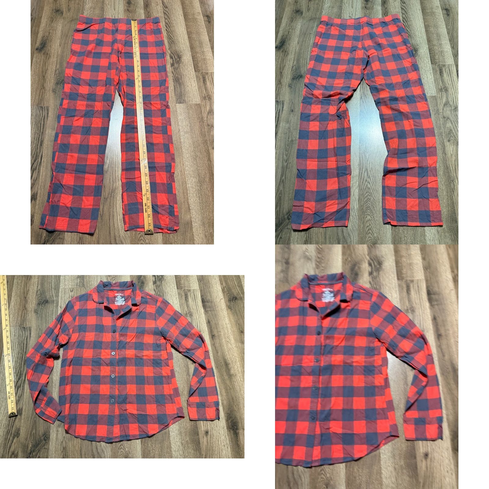 Vintage Xhilaration Sleepwear Set Womens Medium Gray Red Check Shirt Button Up & Pants Size M / US 6-8 / IT 42-44 - 8 Thumbnail