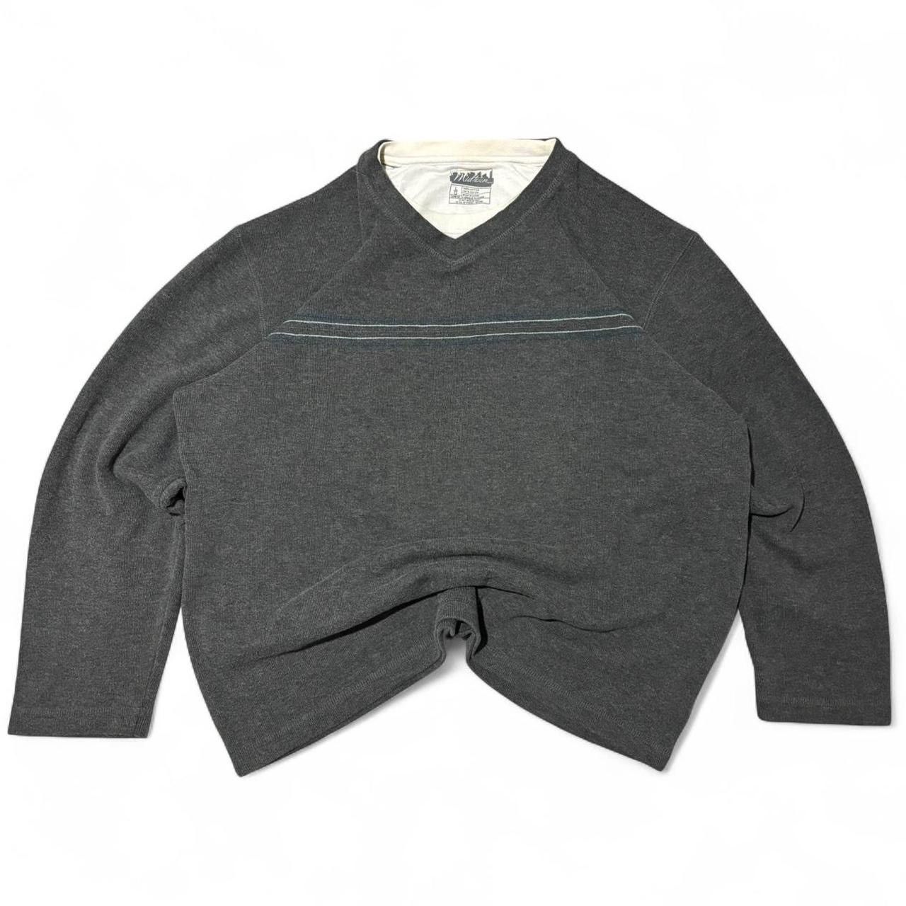 Other Vintage Y2K Layered Collar Striped Grey V-Neck Sweater - L Size US L / EU 52-54 / 3 - 1 Thumbnail