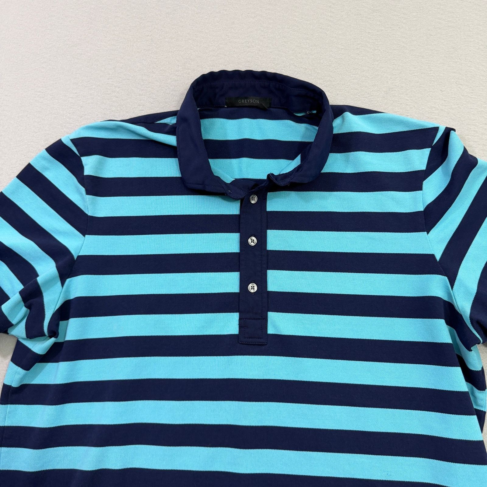 Other Greyson Polo Shirt Men's Extra Large Blue Striped Collared Size US XL / EU 56 / 4 - 2 Thumbnail