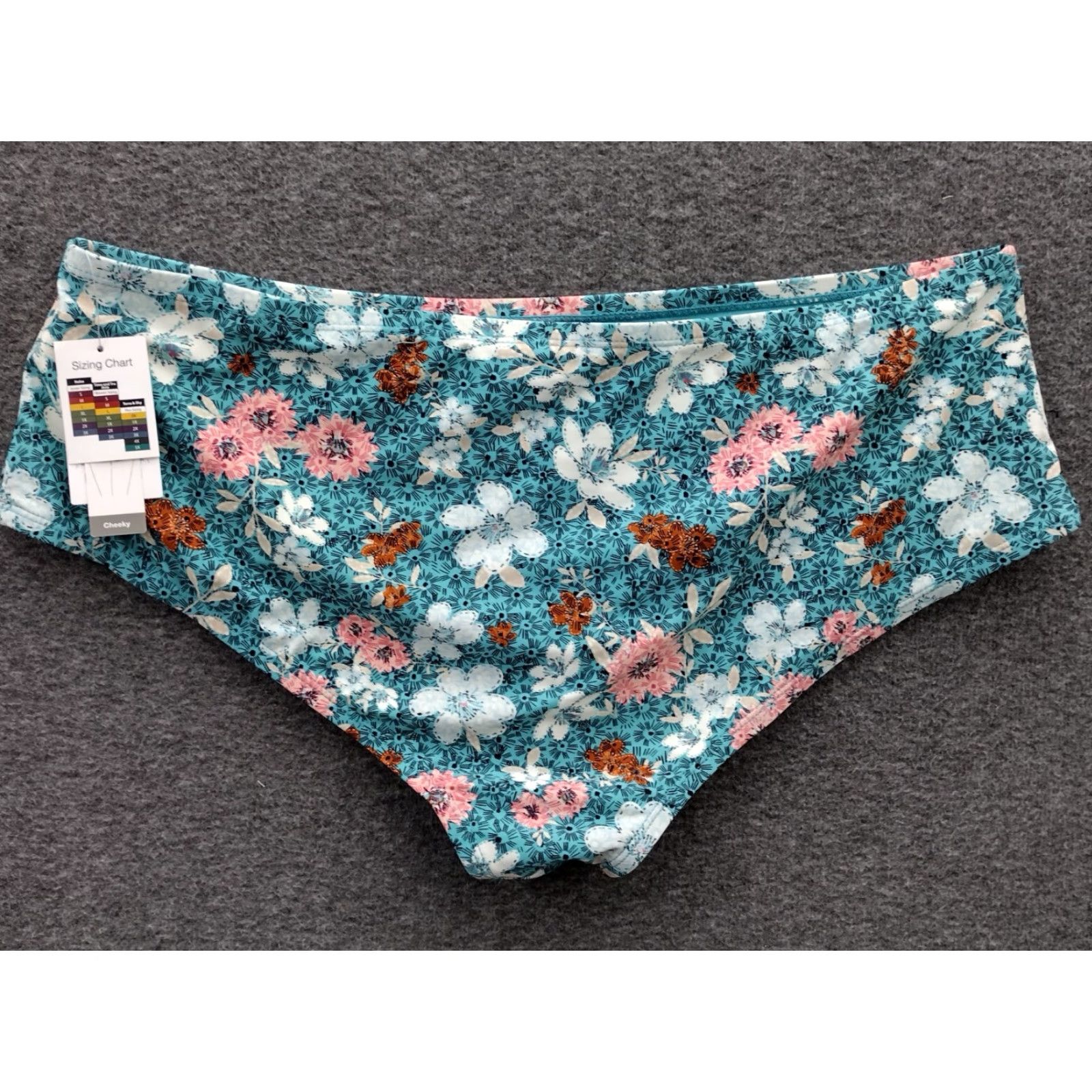 Vintage Time And Tru Bottoms Teal Floral Midrise Plus 1X Cheeky BoyShort Womens Beach Size 40" / US 18 - 2 Thumbnail
