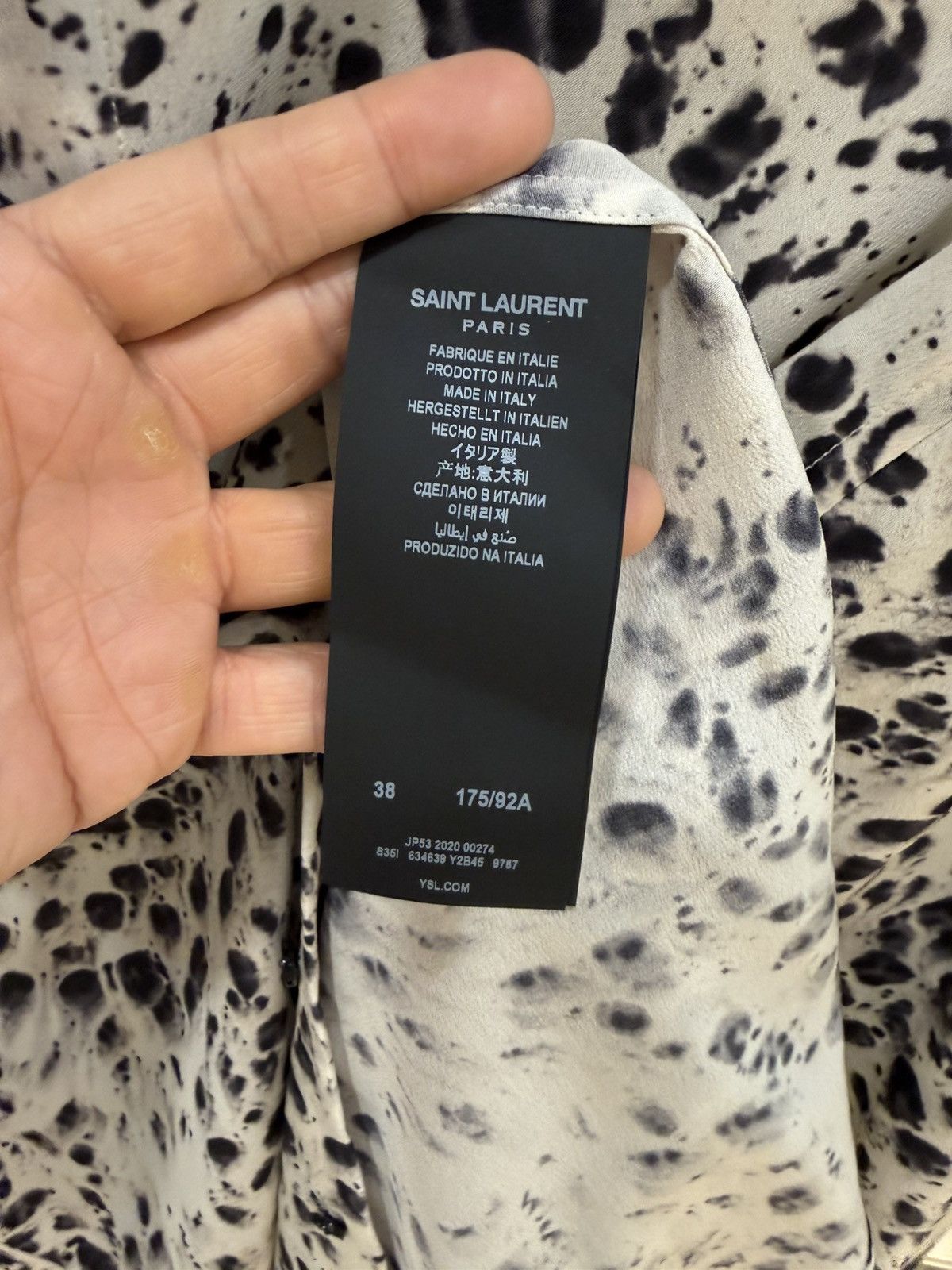 Saint Laurent Paris Snow leopard print silk shirt collar size38 Size US M / EU 48-50 / 2 - 9 Thumbnail