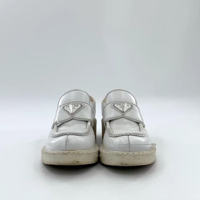 Prada Prada White triangle label casual flat loafers single shoe Size US 5.5 / IT 35.5 - 3 Thumbnail