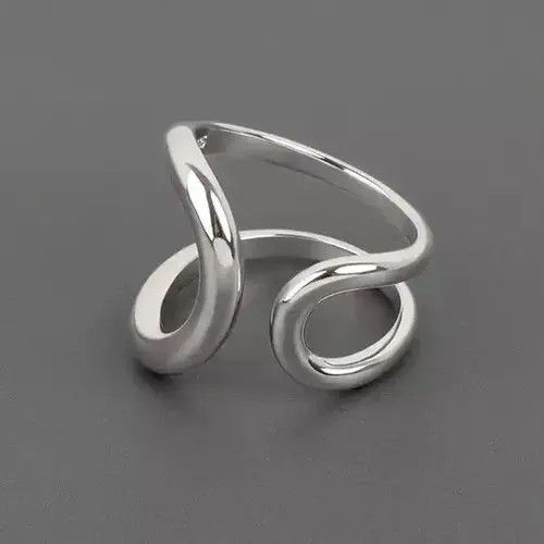 Japanese Brand Abstract Ring Bold Silver Modern Chrome Punk Art Psychedelic Size ONE SIZE - 4 Thumbnail