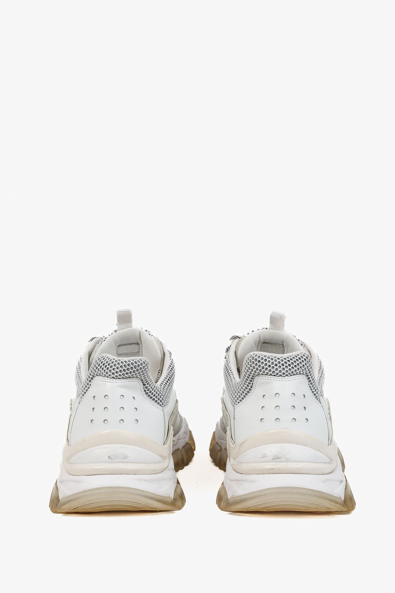 Moncler Moncler Leave No Trace Leather Suede Mesh Sneaker in White Size US 11 / EU 44 - 3 Thumbnail