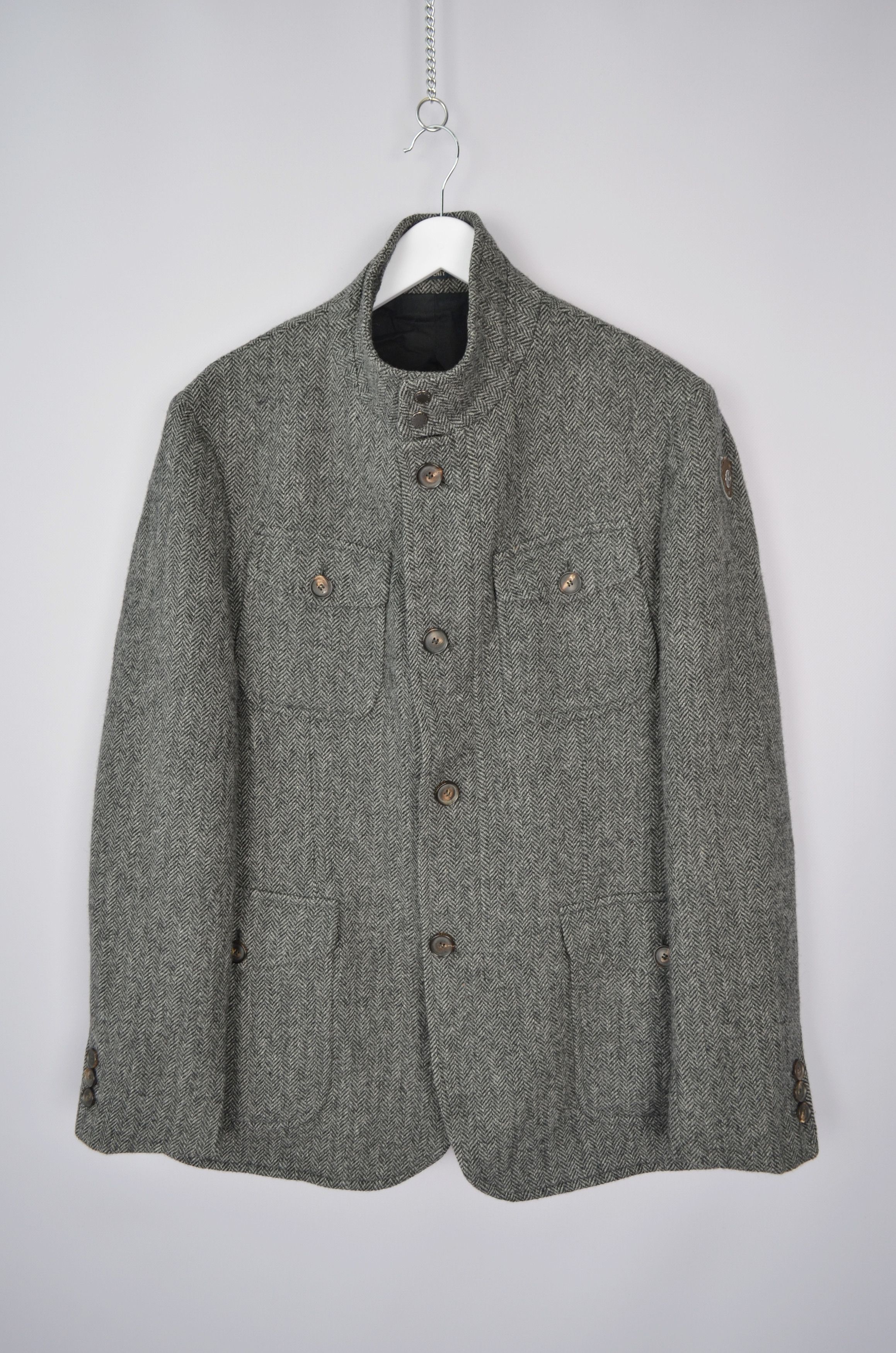 Designer Seventy Venezia Herringbone Yorkshire Tweed Wool Coat Jacket Size US M / EU 48-50 / 2 - 1 Thumbnail
