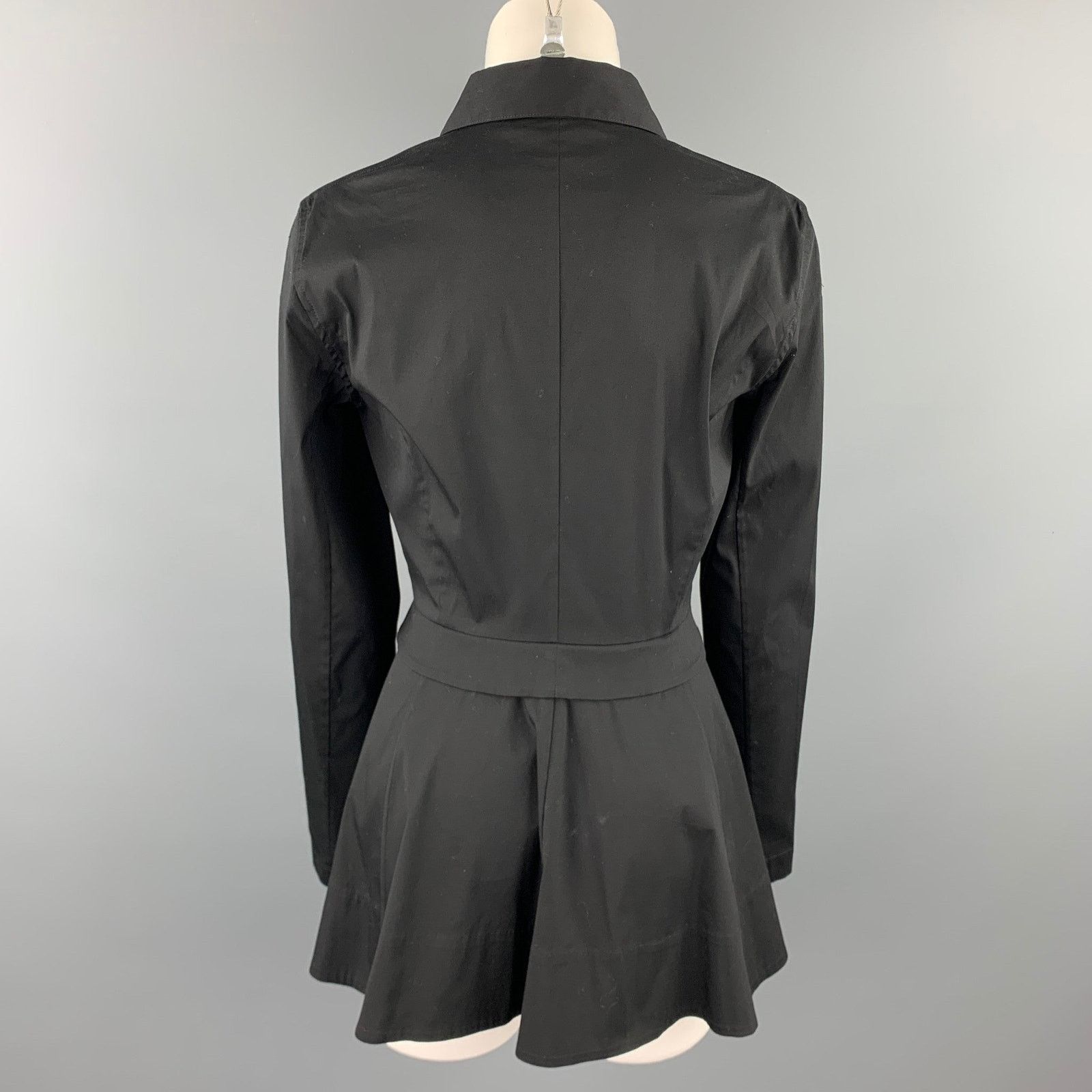 Donna Karan DONNA KARAN Size 8 Black Cotton Blend Long Sleeve Mini Dress Size M / US 6-8 / IT 42-44 - 4 Thumbnail