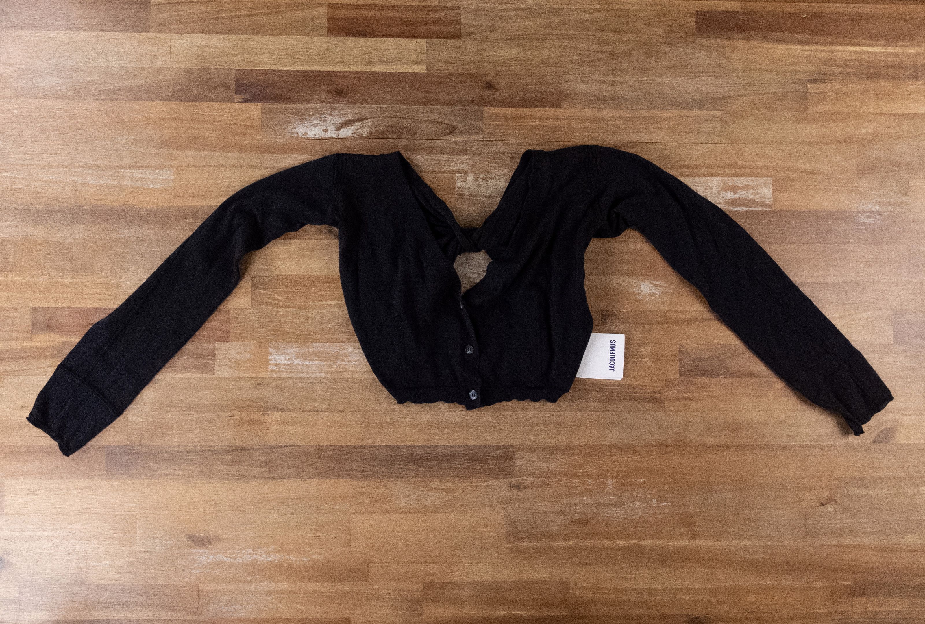 Jacquemus JACQUEMUS black v-neck wool crop bustier cardigan Medium 38 Size S / US 4 / IT 40 - 4 Thumbnail