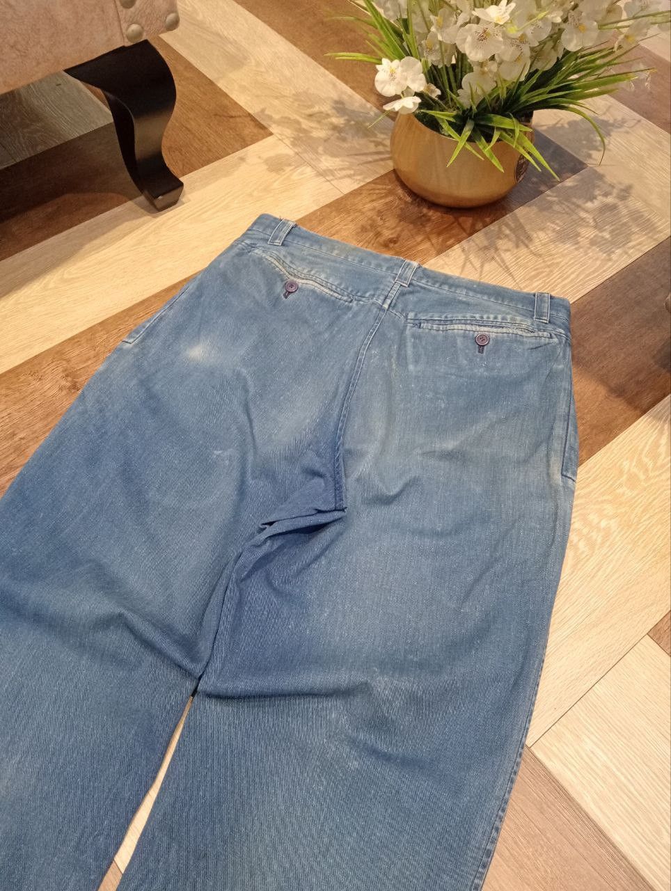 Issey Miyake RARE ISSEY MIYAKE VINTAGE DISTRESSED DENIM TROUSERS PANTS Size US 31 - 14 Thumbnail