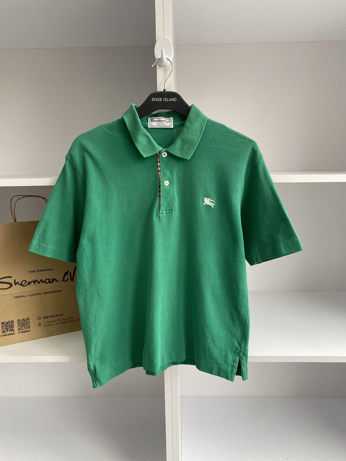 Burberry × Vintage Vintage Burberry Green Polo T-Shirt Size US S / EU 44-46 / 1 - 6 Thumbnail