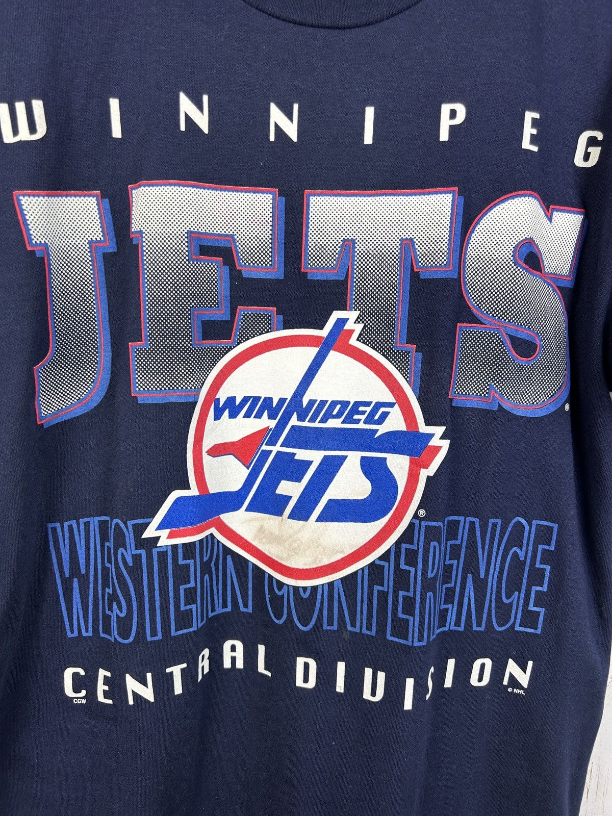 NHL 90s Vintage NHL Winnipeg Jets Big Logo Print T-Shirt Size US M / EU 48-50 / 2 - 2 Thumbnail