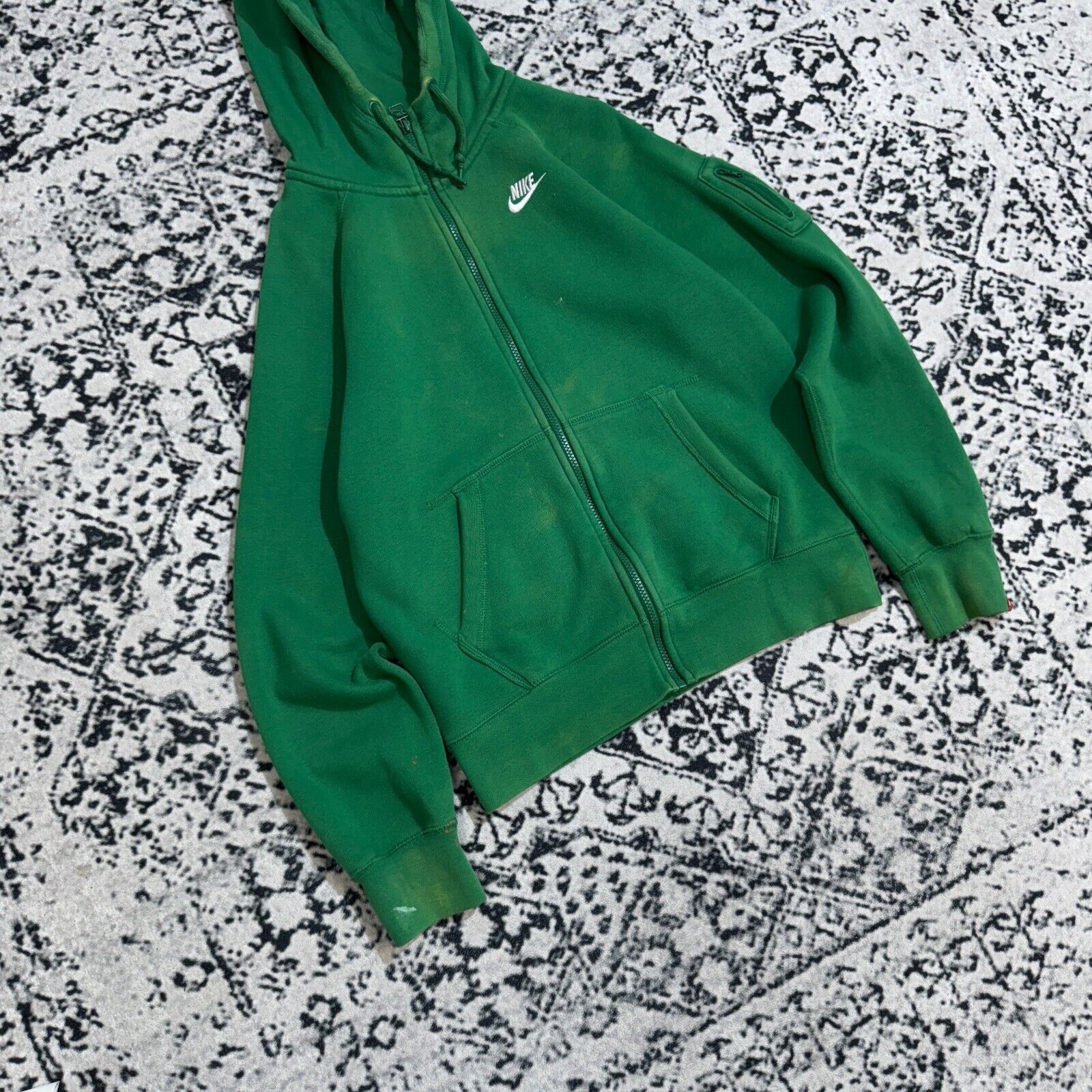 Nike × Vintage Vintage Nike Green Cotton Hoodie Zip Size S MA-1 Pocket Size US S / EU 44-46 / 1 - 4 Thumbnail