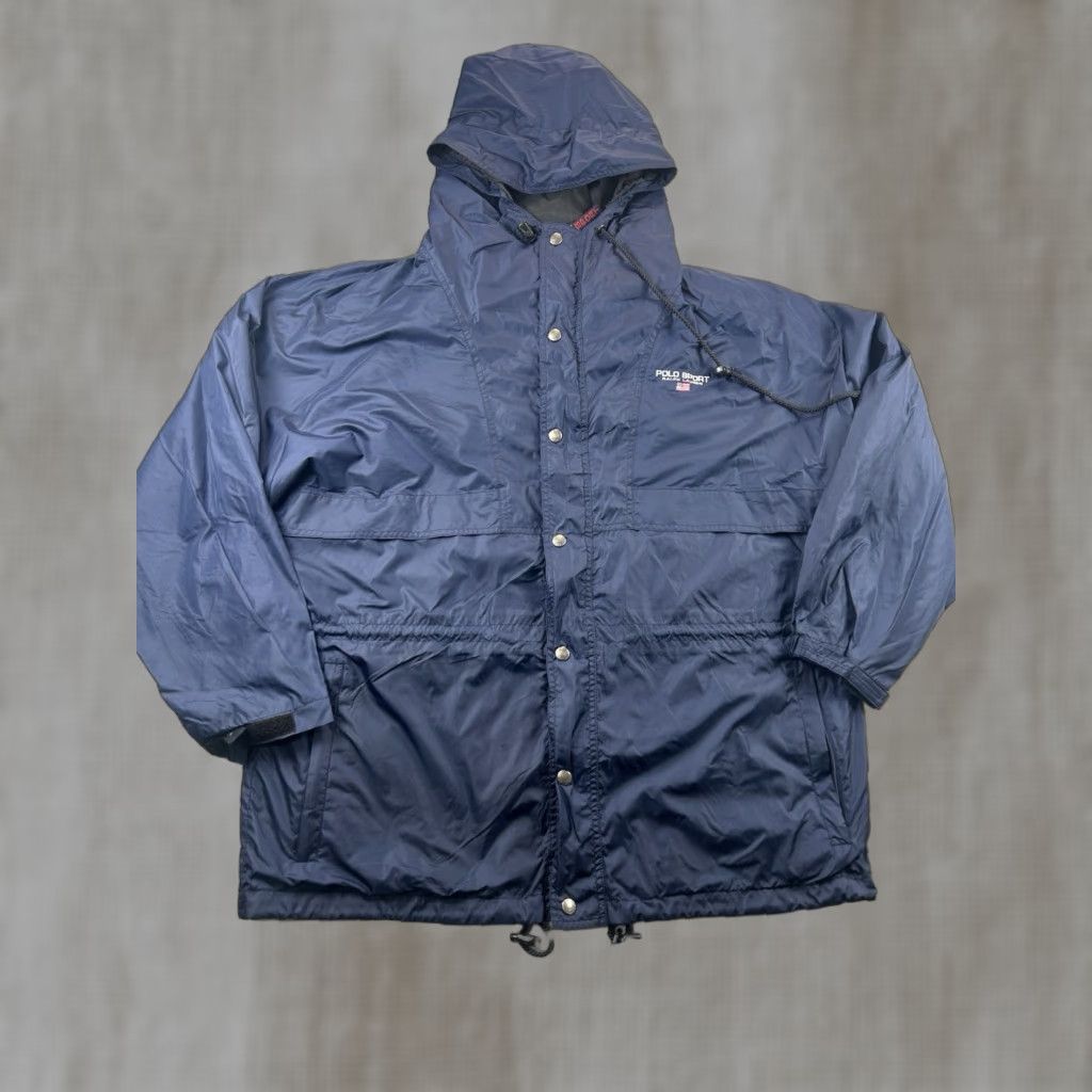 Vintage Polo Sport Jacket Windbreaker Hooded Zip Navy Blue L Mens Blue Sports Size US L / EU 52-54 / 3 - 1 Thumbnail