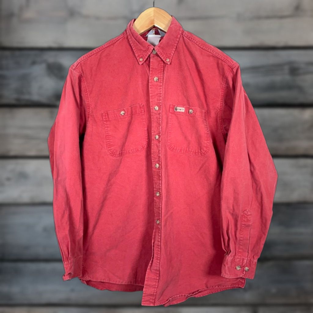 Carhartt VINTAGE Carhartt Work Shirt XL Red Long Sleeve Button-Up Rugged Outdoor Wear Mens Size US XL / EU 56 / 4 - 1 Thumbnail