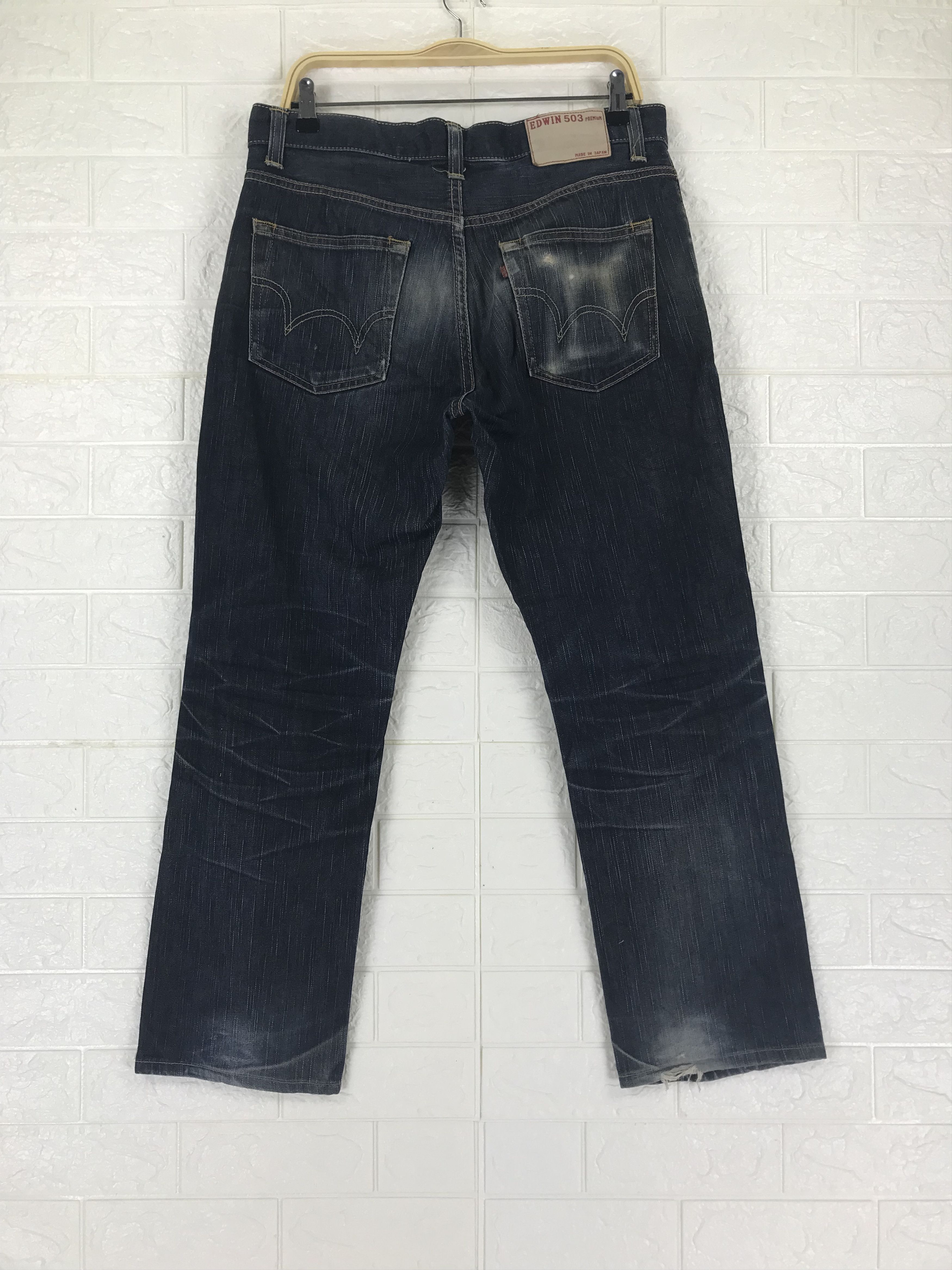 Edwin Vintage Edwin 503 Japanese Blue Ripped Jeans Size US 32 / EU 48 - 4 Thumbnail