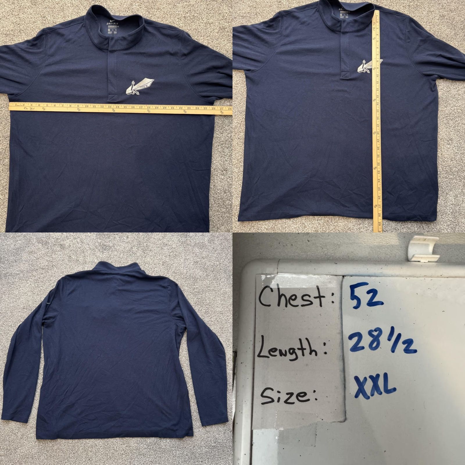 Nike Nike Dri-FIT Pullover Shirt Mens 2XL Navy Blue Long Sleeve Quarter Zip Sword Logo Size US XXL / EU 58 / 5 - 8 Thumbnail
