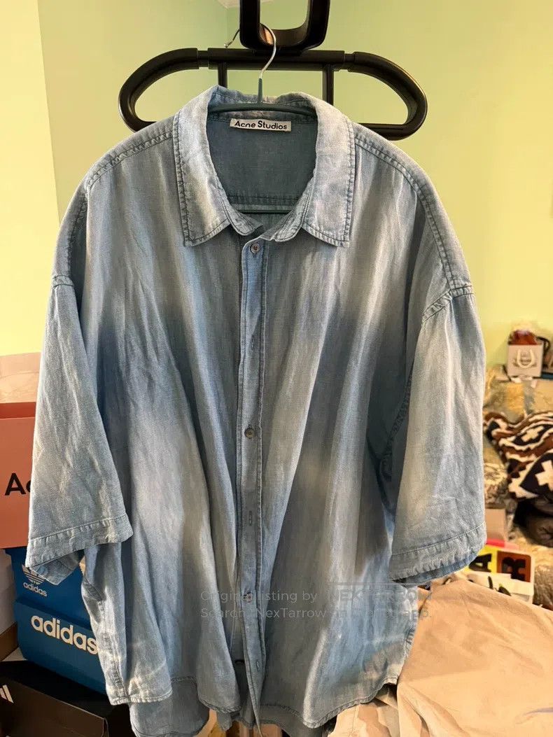 Acne Studios Acne Studios Washed Denim Back Logo Short Sleeve Size XL / US 12-14 / IT 48-50 - 3 Thumbnail