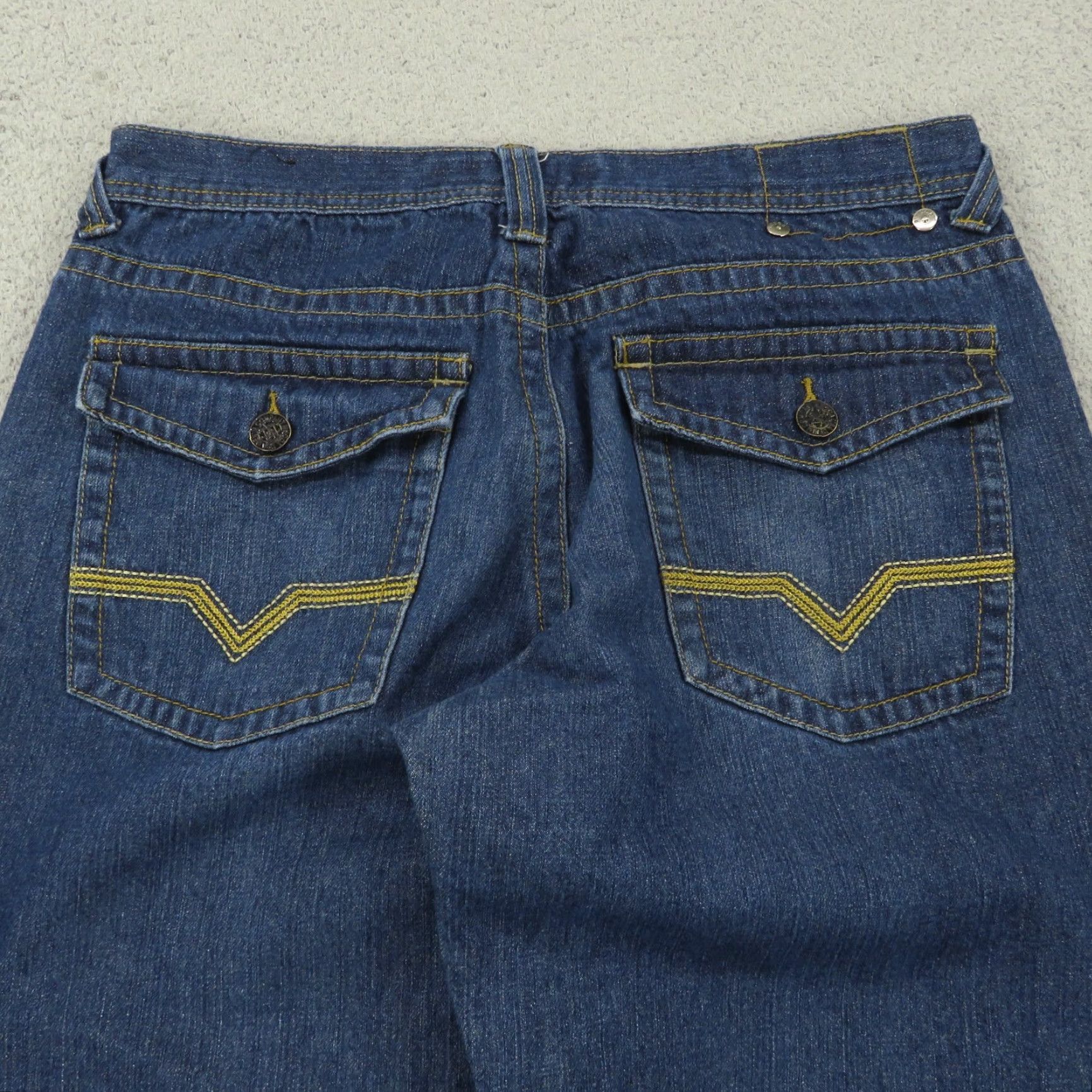 Vintage Mecca Jeans Mens 34x30 Y2K Embroidered Flap Pocket Grunge Skater Wide-Leg Pipes Jeans Size US 34 / EU 50 - 5 Thumbnail