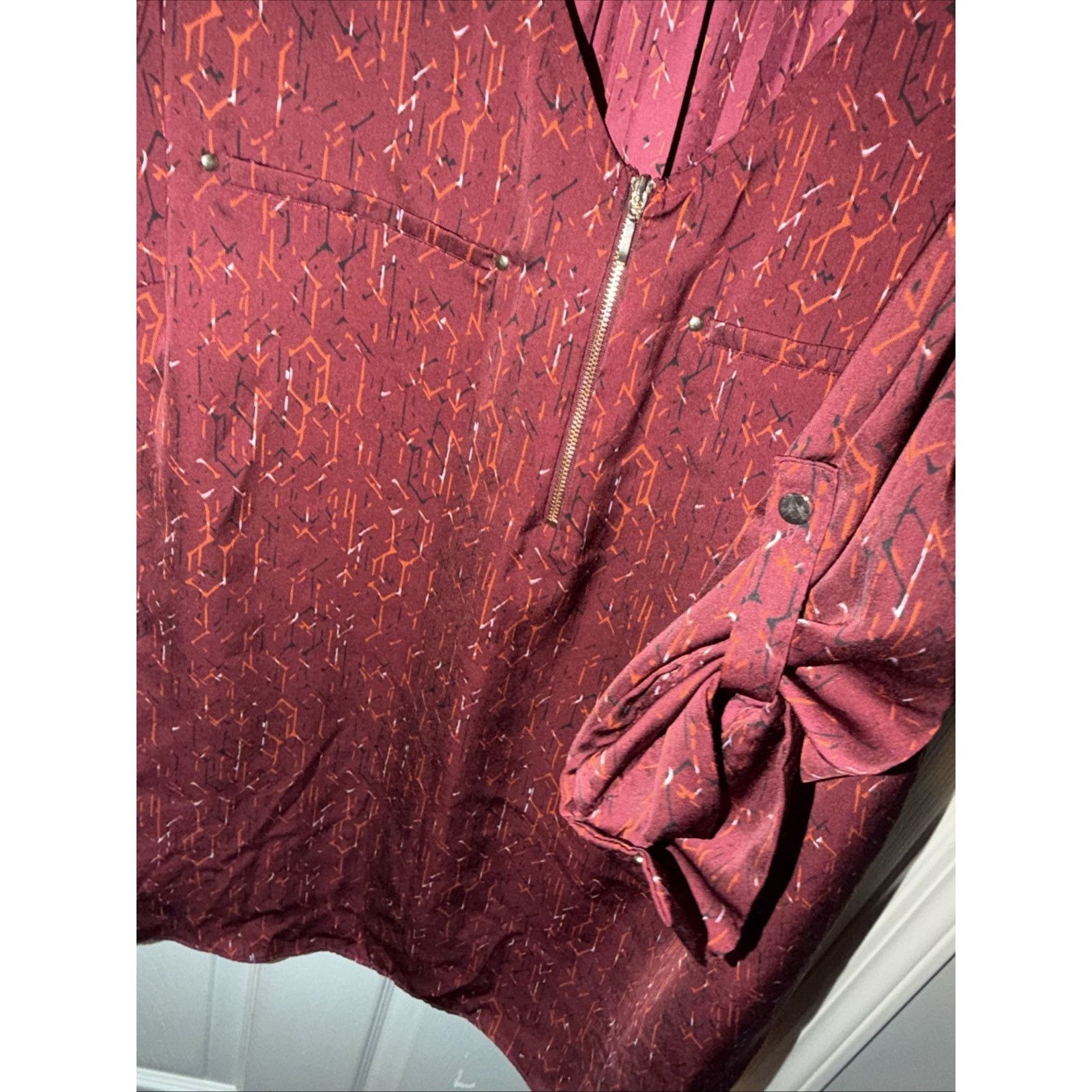 Apt. 9 Apt 9 Blouse Women's XL Burgundy 1/4 Zip Long Sleeve NWT Size XL / US 12-14 / IT 48-50 - 8 Thumbnail