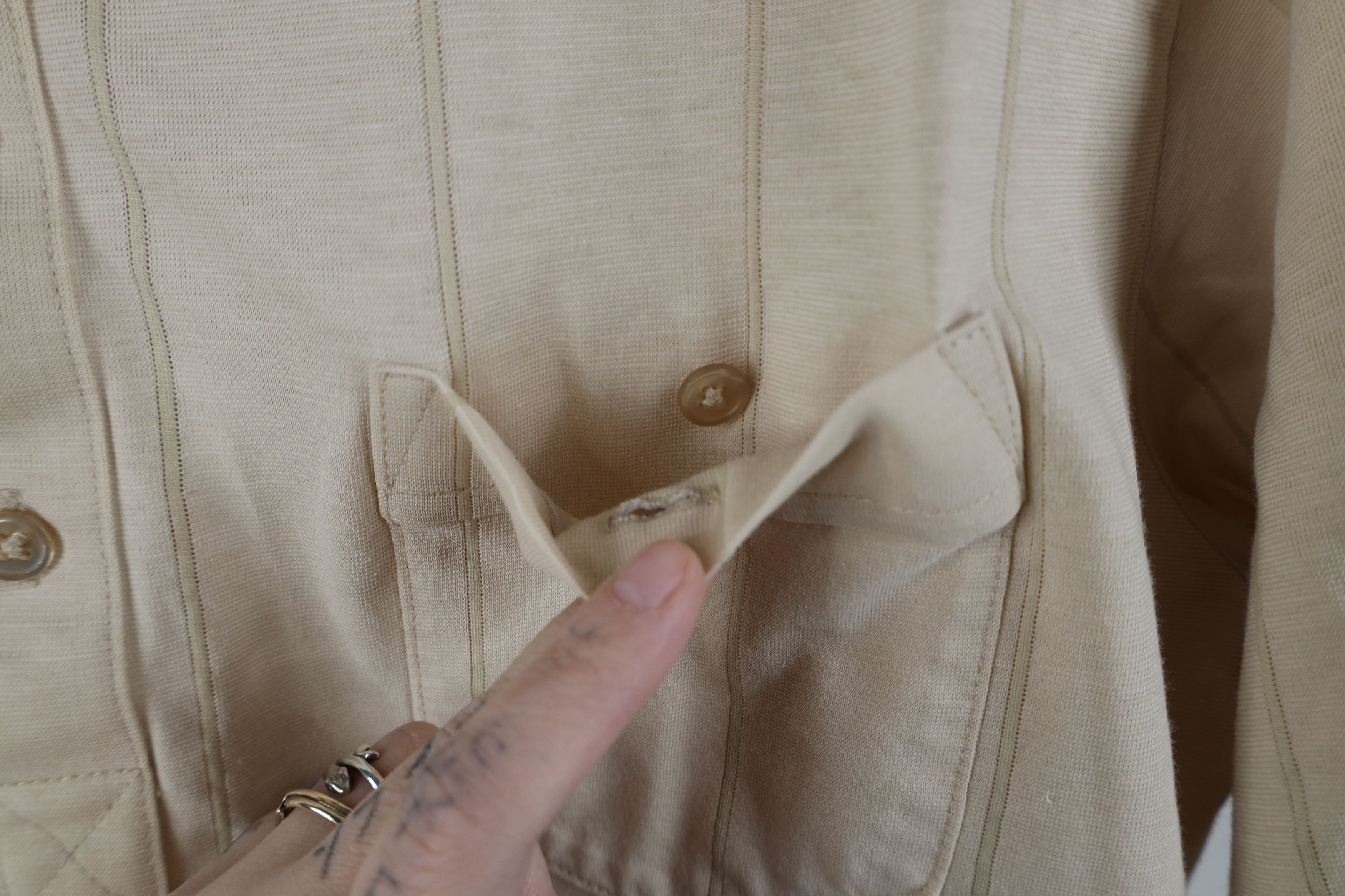 Vintage Vintage 90s Streetwear Striped Knit Golf Polo Shirt Beige Size US L / EU 52-54 / 3 - 6 Thumbnail