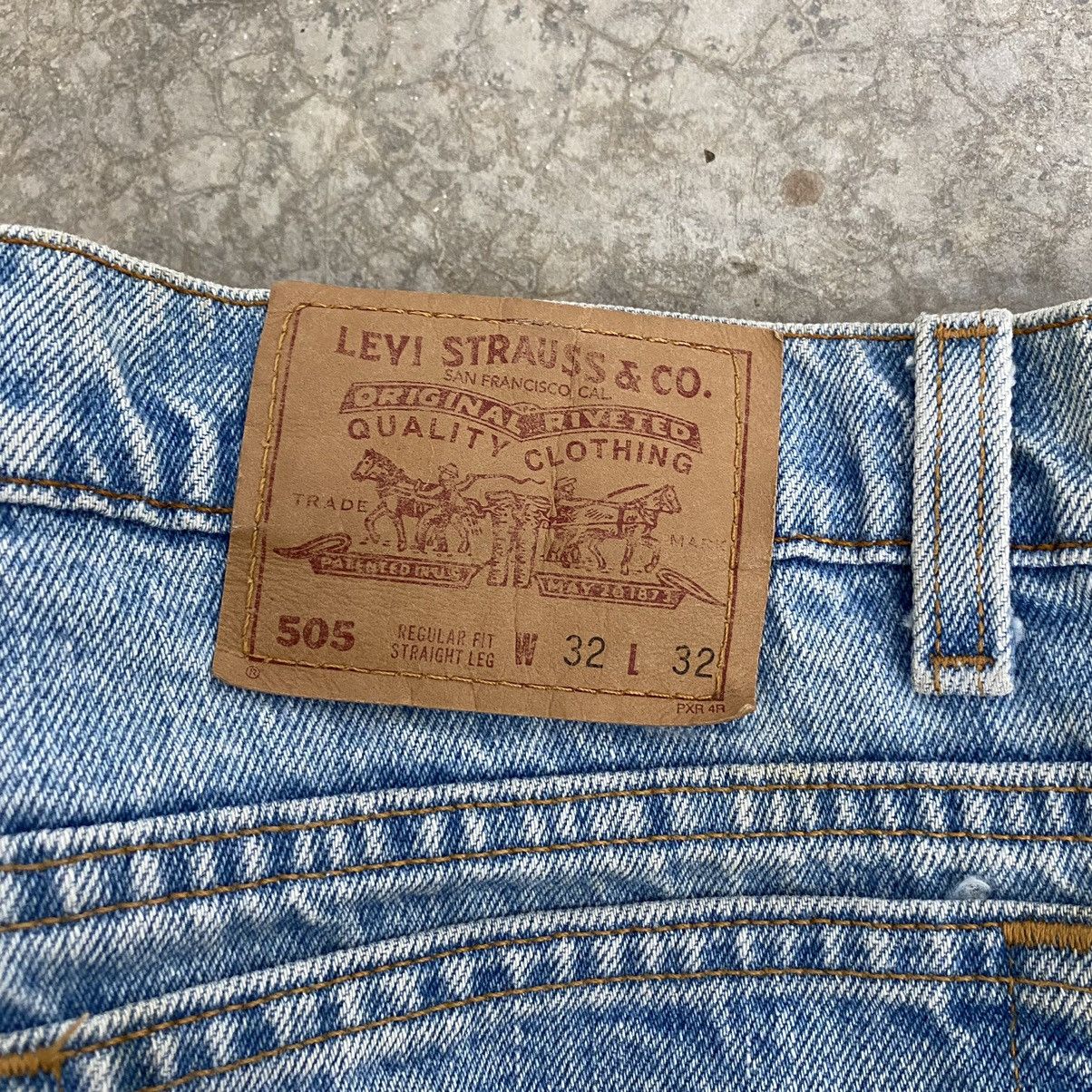 Levi's VTG 1996 Levis 505 Straight Leg Dirt Washed Blue Jeans Size US 31 - 23 Thumbnail