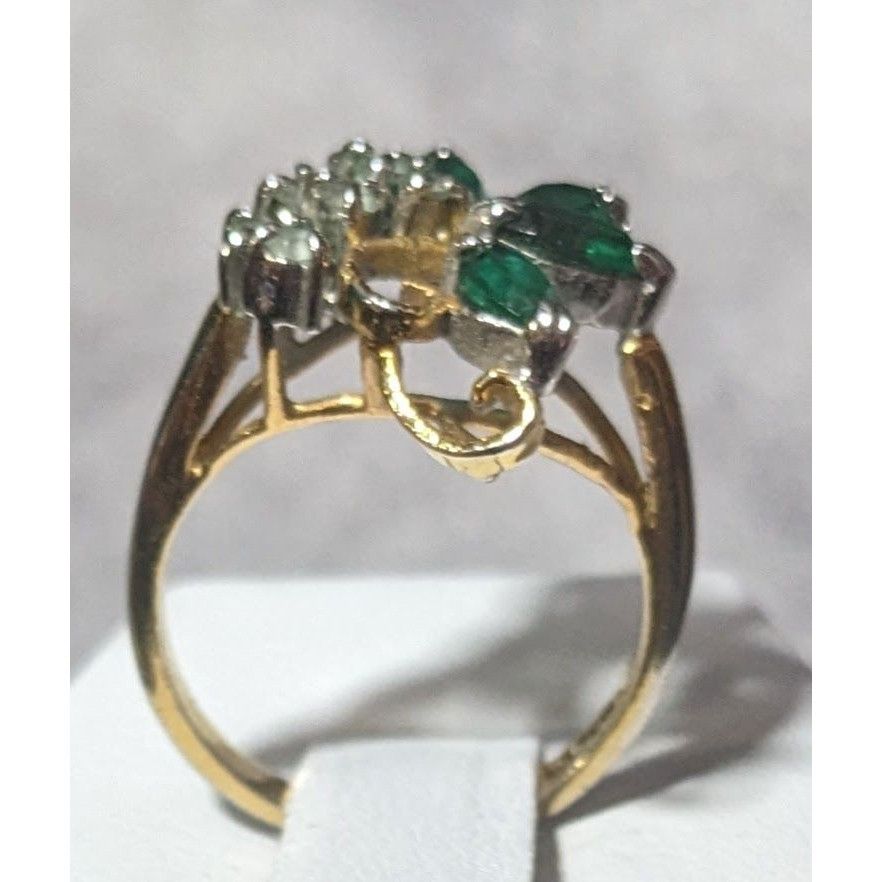 Other Vintage Faux Emerald And Diamond 14kt Gold Plated Floral Rin Size ONE SIZE - 6 Thumbnail