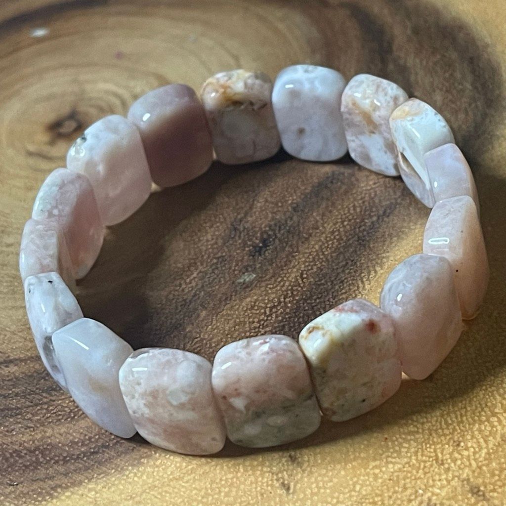 Other Pink flower agate soft bangle bracelet beaded beads new hand Size ONE SIZE - 11 Thumbnail