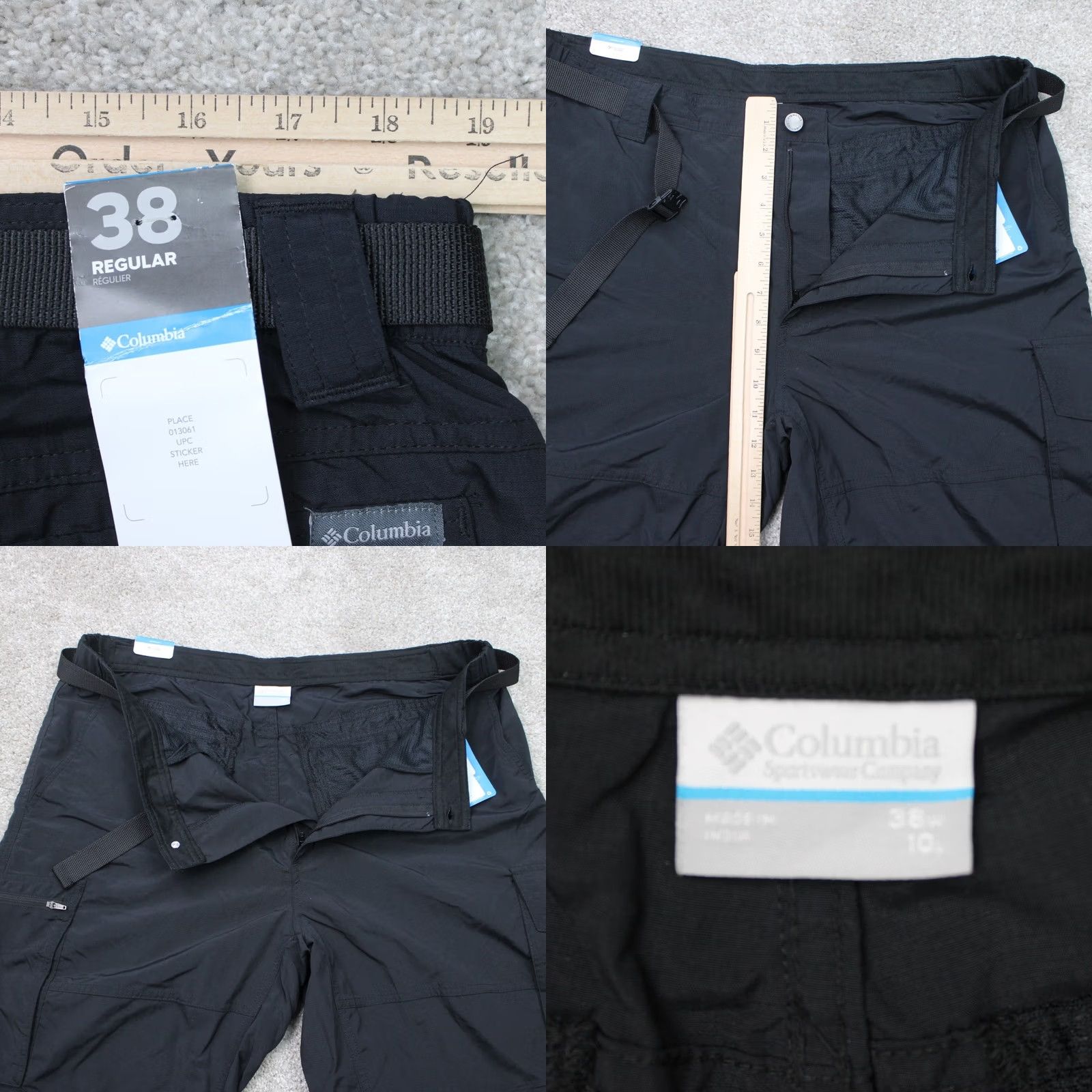 Columbia Mens Kestrel Trail Nylon Cargo Shorts with Belt  Columbia Mens 38 Black 10\