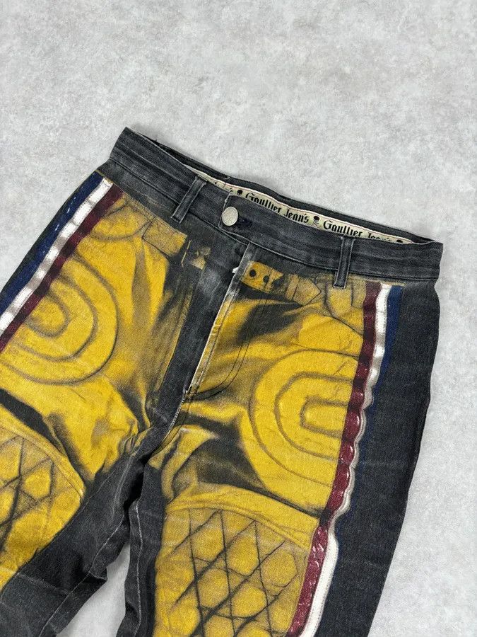Jean Paul Gaultier 2000s Jean Paul Gaultier Black Yellow Trompe LOeil Jeans Size US 30 / EU 46 - 6 Thumbnail