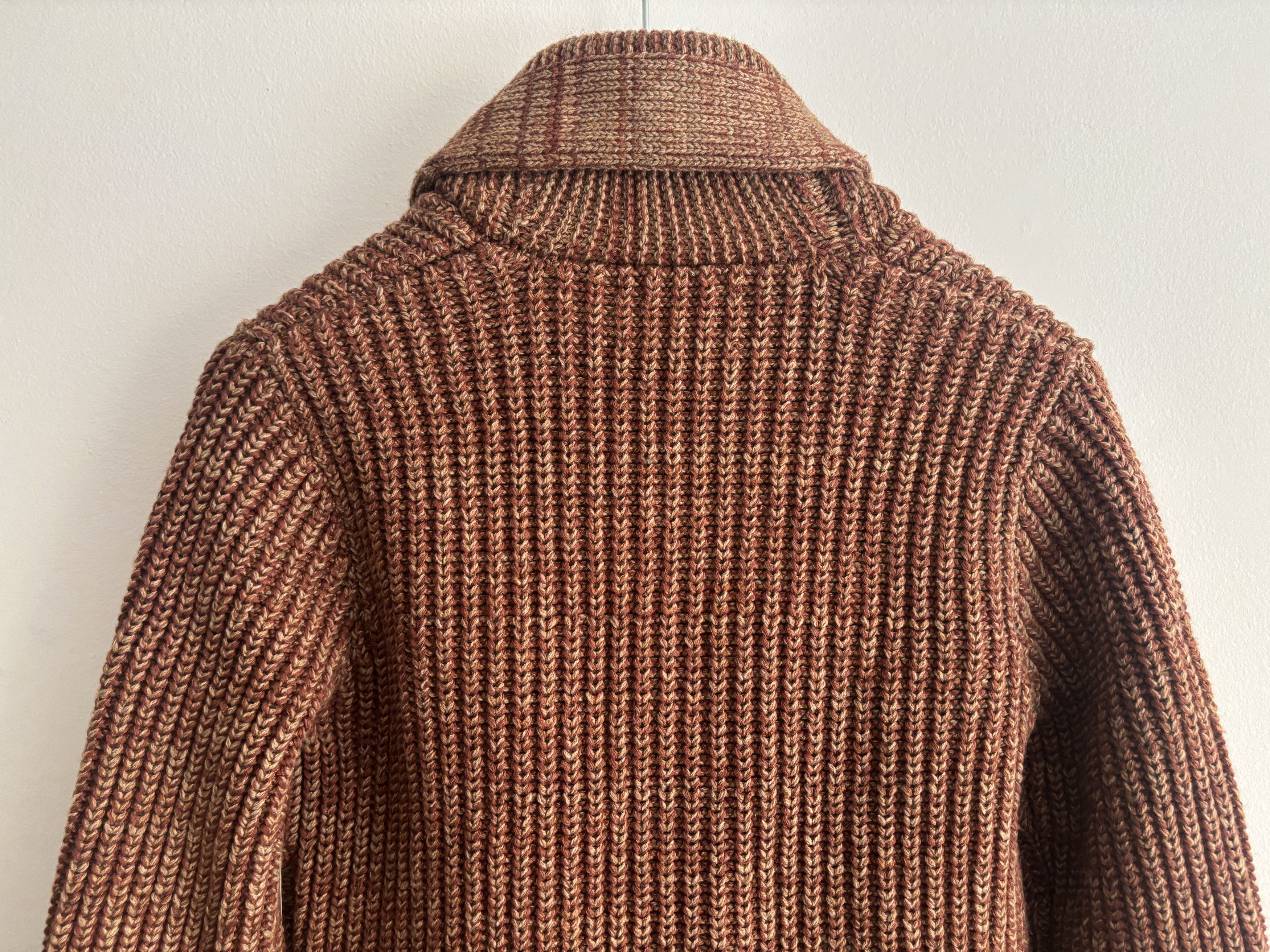 RRL Ralph Lauren BNWT Thick Rust Marl Wool Cotton Shawl Collar Cardigan MiUSA Size US S / EU 44-46 / 1 - 6 Thumbnail
