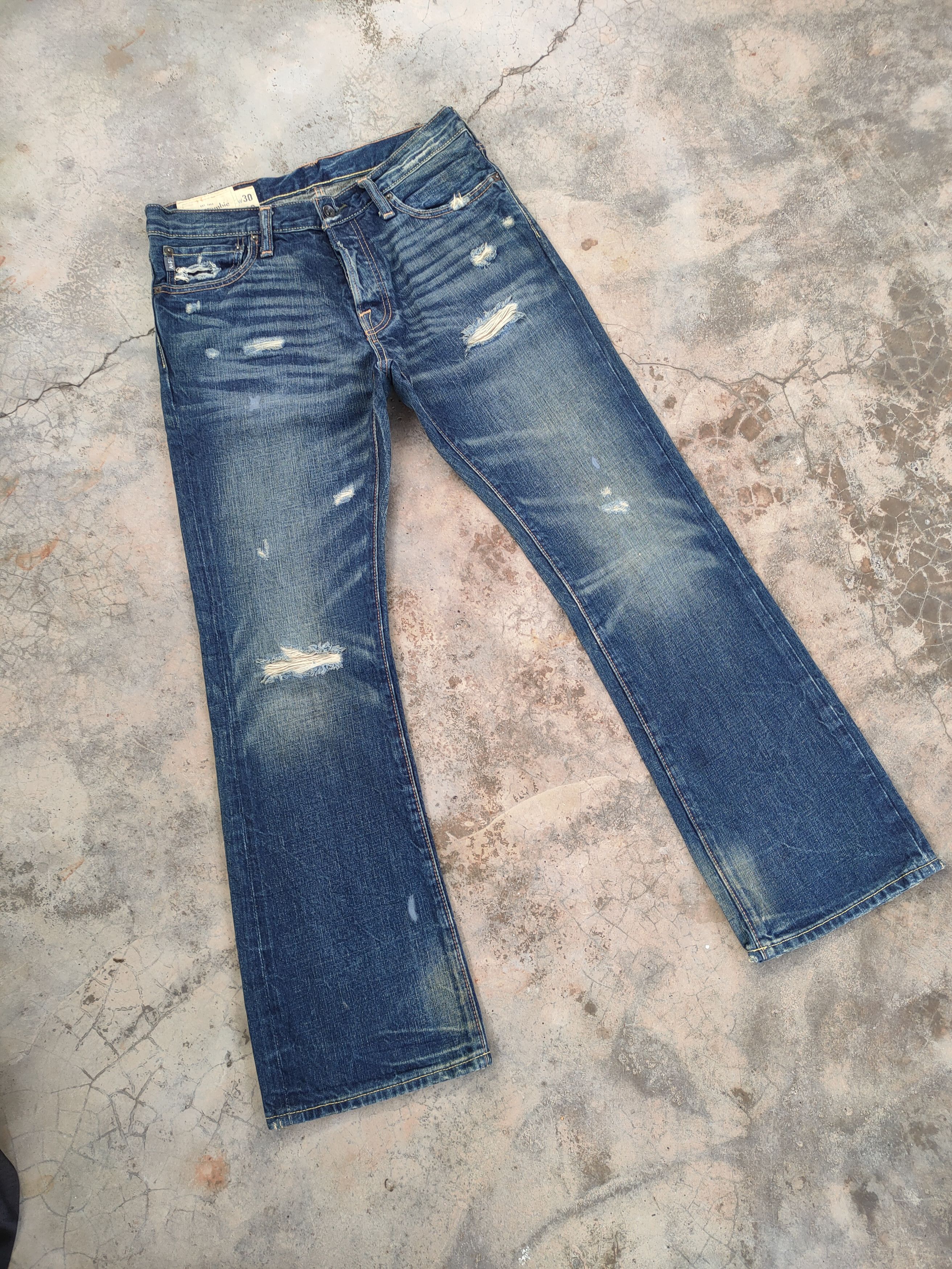 Abercrombie & Fitch BOOTCUT# VINTAGE ABERCROMBIE FLARE RIPPED FADED JEANS PANTS Size US 33 - 2 Thumbnail