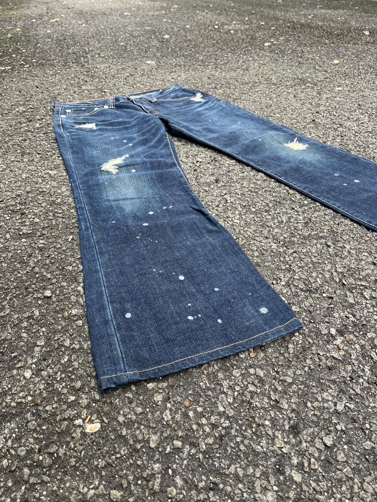 Hysteric Glamour Distressed Jeans Levis 708 Flare Paint Lowrise Denim Bootcut Size US 34 / EU 50 - 2 Thumbnail