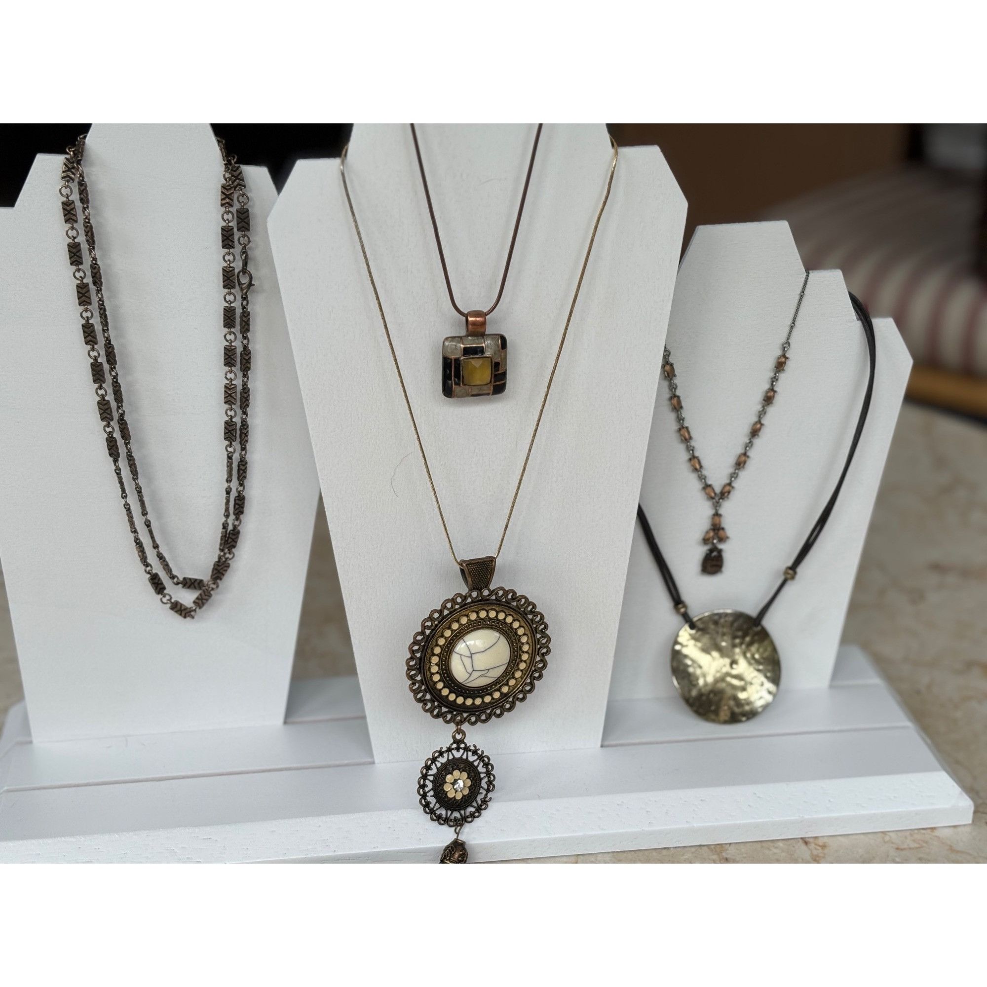 Other Bronze & Gold Multi-Style Pendant Necklace Set- 5 piece set Size ONE SIZE - 2 Thumbnail