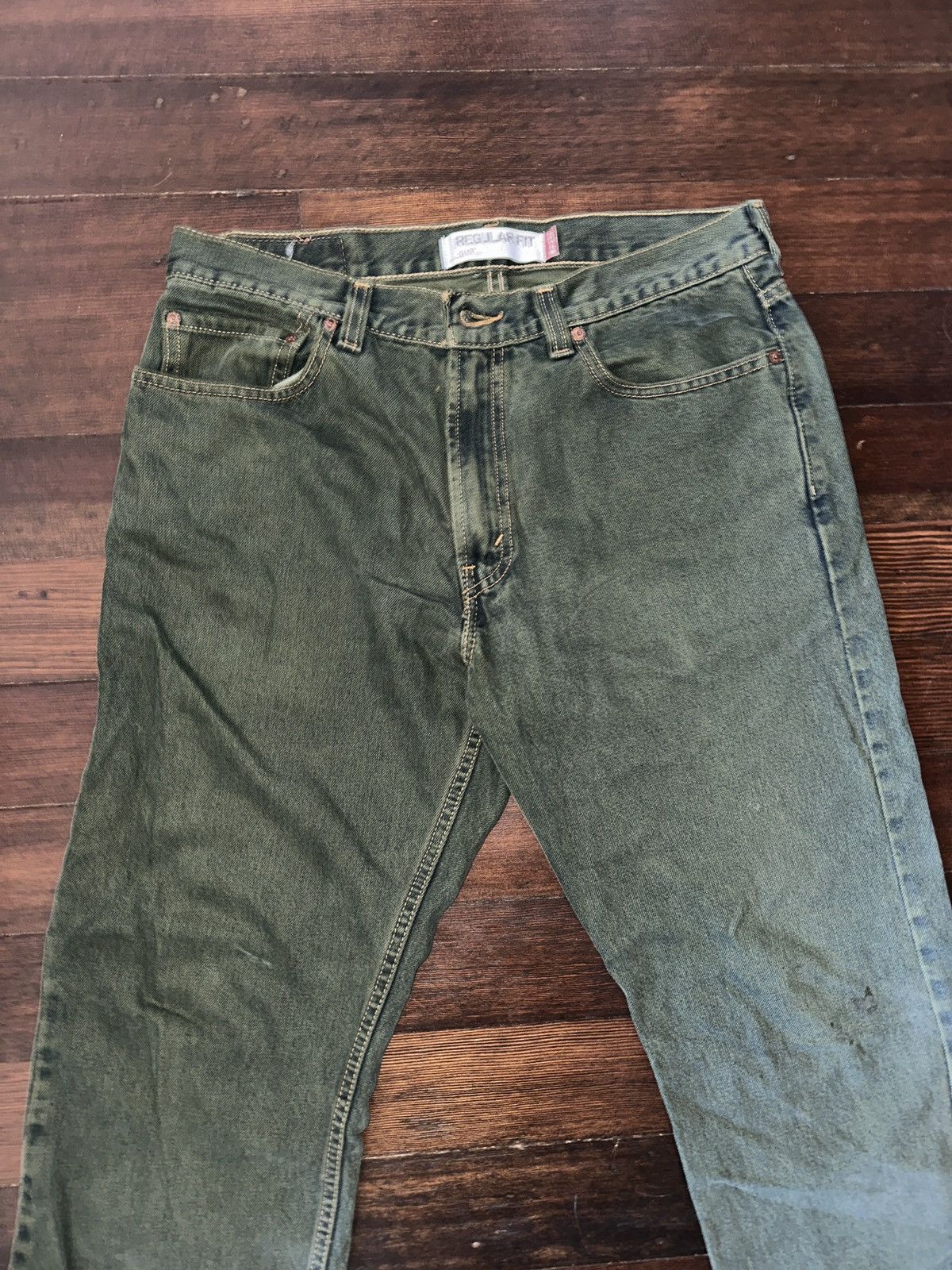 Levi's × Vintage Levi’s 505 Regular Fit Green Jeans Size US 32 / EU 48 - 2 Thumbnail