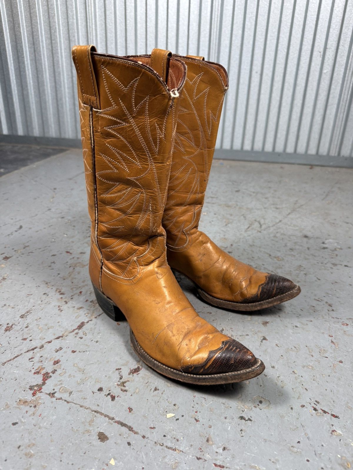 Justin Boots Vintage Longhorn Justin Lizard Toe Cowboy Boots Size US 7.5 / EU 40-41 - 1 Thumbnail