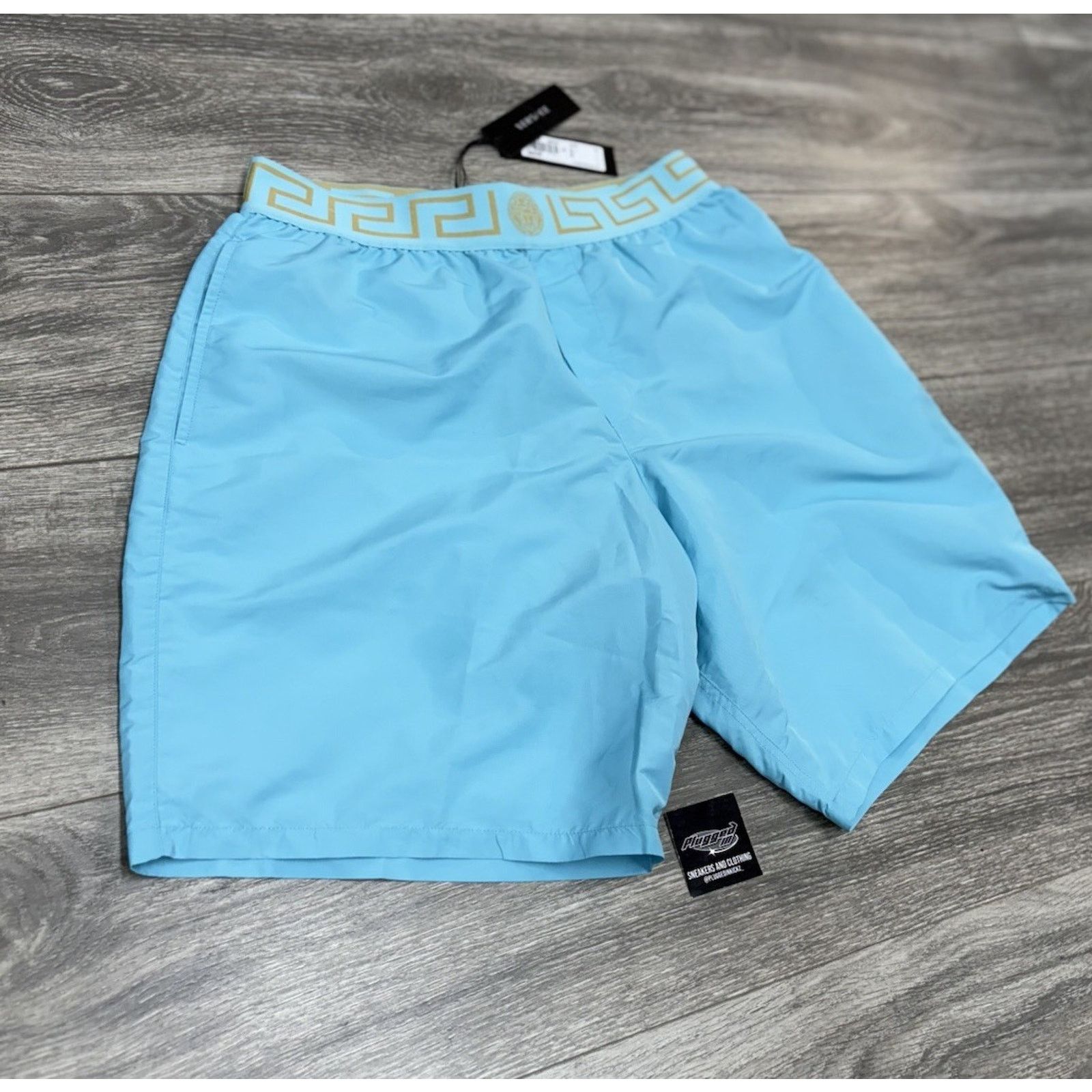 Versace Size 5 - Versace Greca Border Swim Shorts' Blue ' | NEW! Size US 31 - 2 Thumbnail