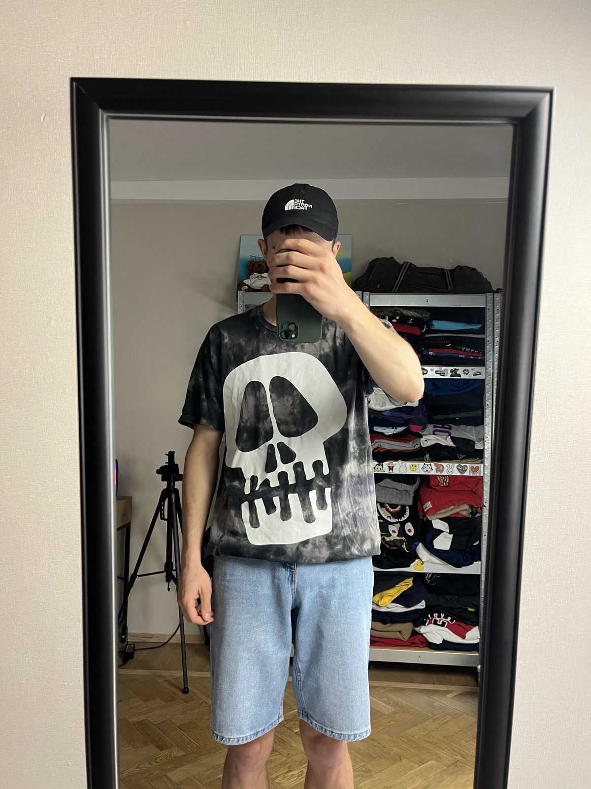 Stussy × Vintage Vintage 2000s ☠️ Stussy Big Skull Head Tie Dye T Shirt Rare Size US L / EU 52-54 / 3 - 2 Thumbnail