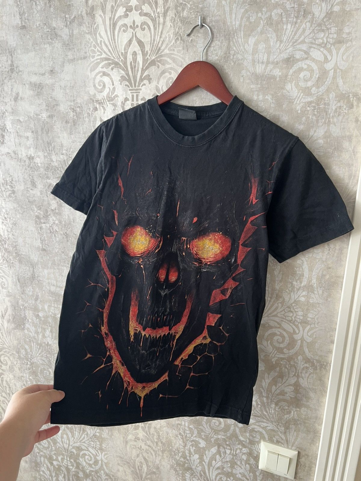 Vintage Vintage Spiral Direct Fire Skull Graphic Tee Size US S / EU 44-46 / 1 - 3 Thumbnail