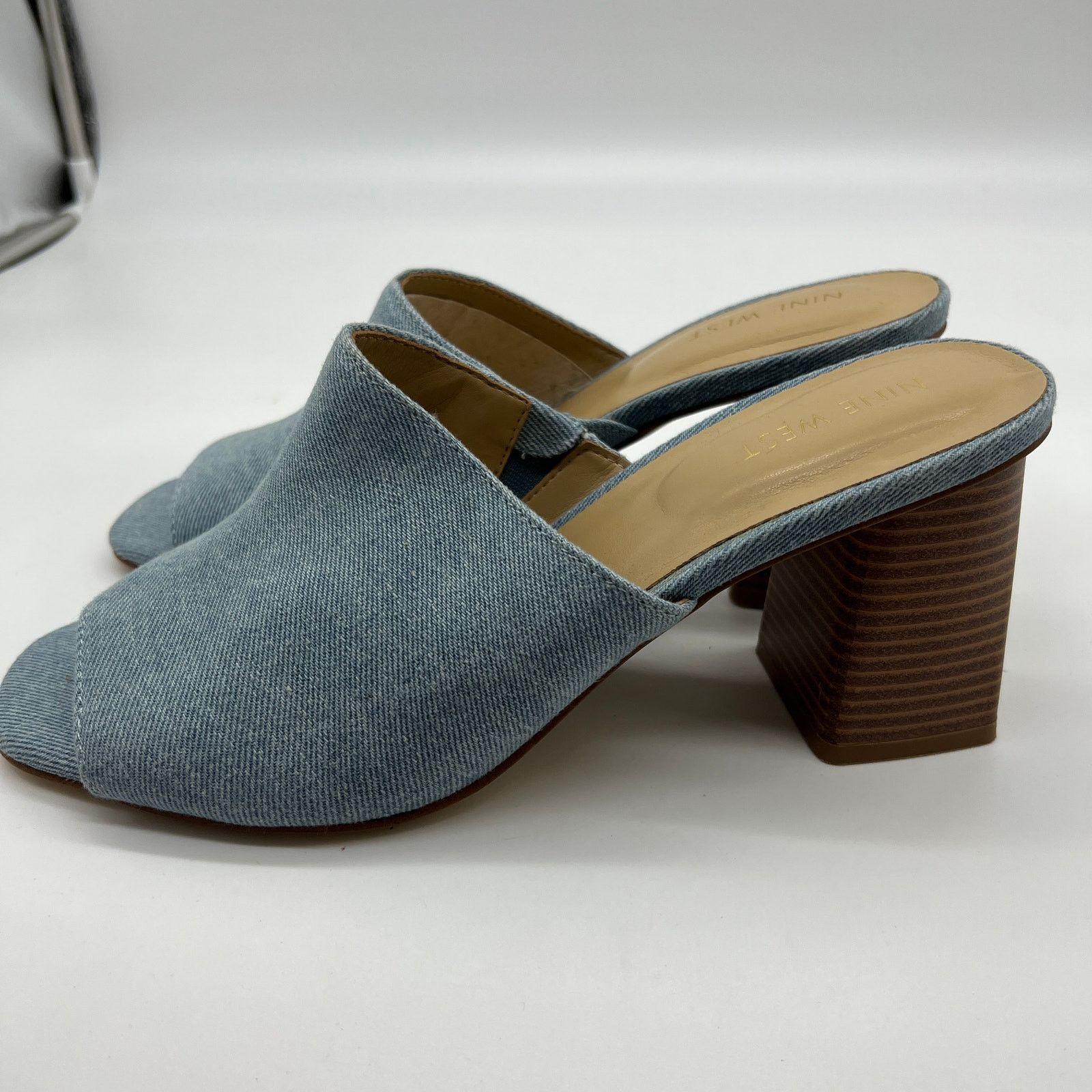 Other Nine West Women's Shoes Wylow Open Toe Size 9.5 Denim Blue Size US 9.5 / IT 39.5 - 3 Thumbnail