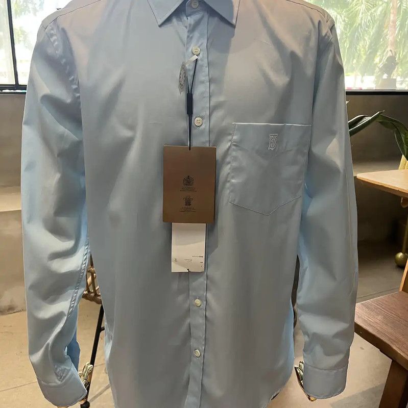 Burberry Burberry Blue Cotton Long Sleeve Shirt Size US L / EU 52-54 / 3 - 1 Thumbnail