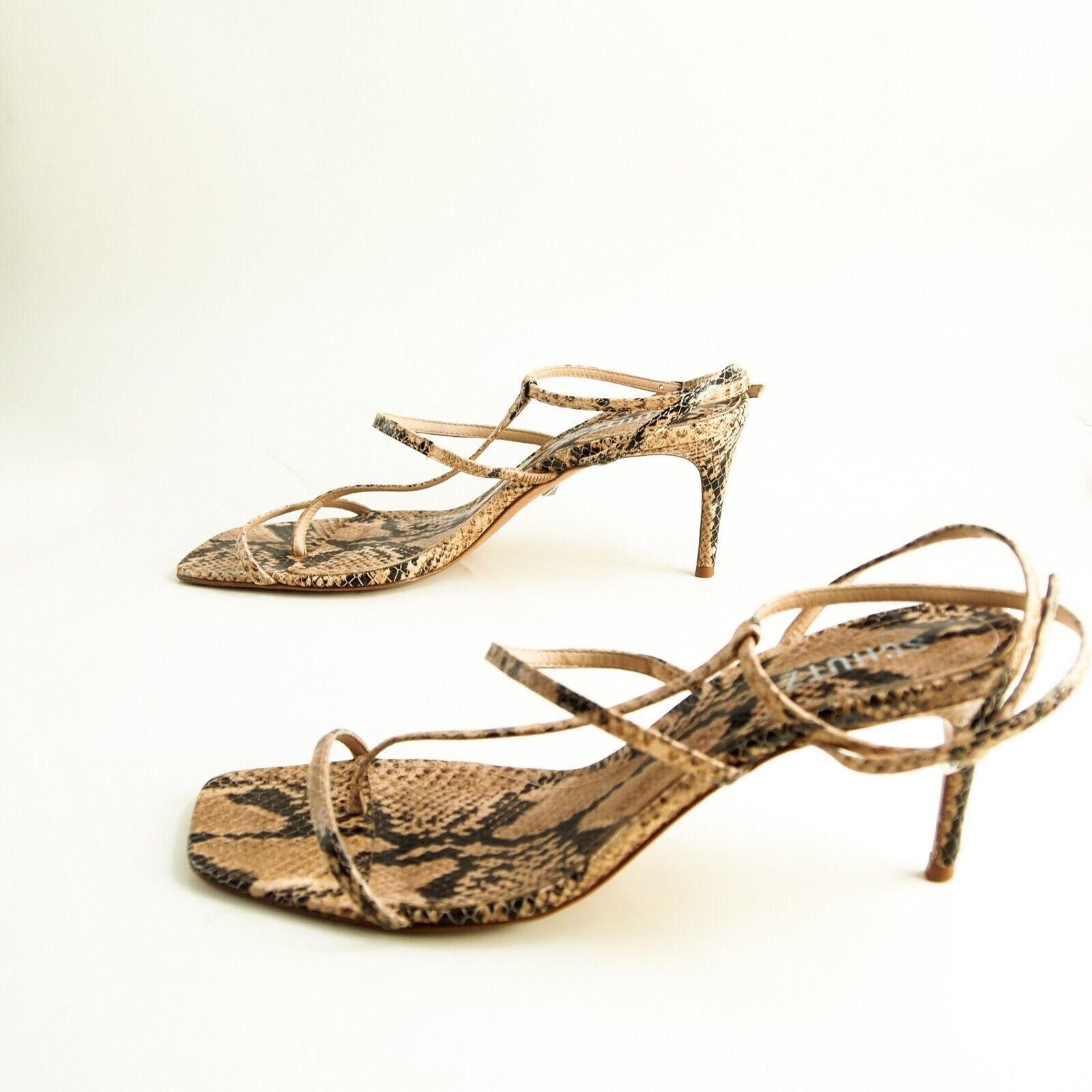 Designer Schutz Strappy Sandals Python Print Mid Heel US 10 B EU 40 Size US 10 / IT 40 - 3 Thumbnail
