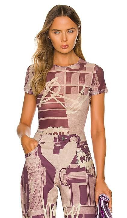 Miaou Miaou Mini Mesh Tee - Stone Mauve Size XS / US 0-2 / IT 36-38 - 3 Thumbnail