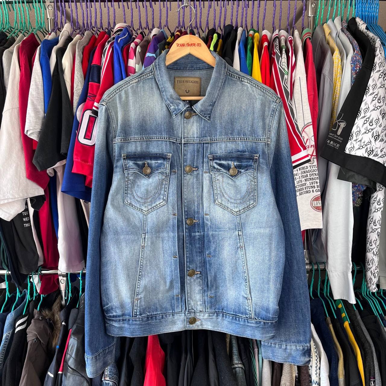 True Religion × Vintage Vintage True Religion Dylan Big Logo Jean Denim Jacket Size US L / EU 52-54 / 3 - 5 Thumbnail