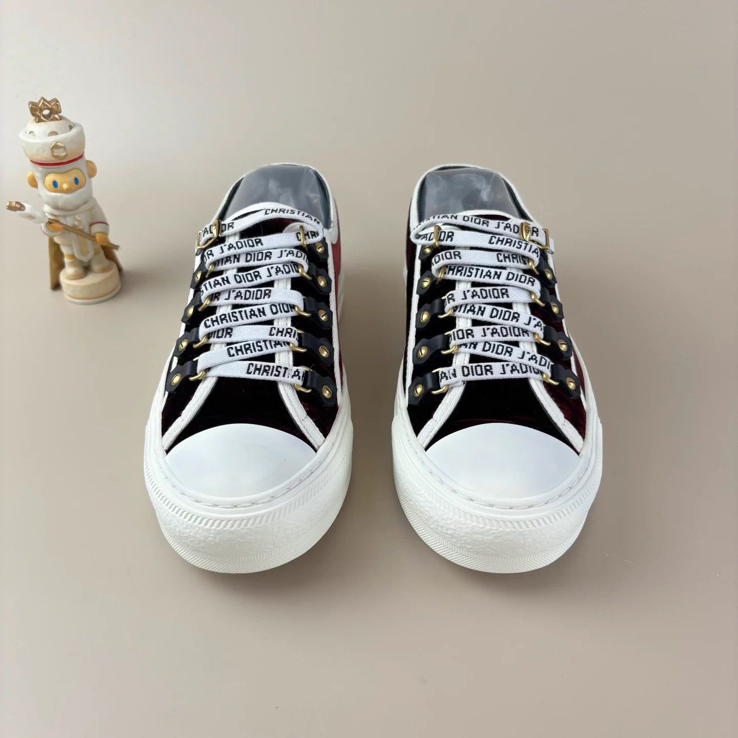Dior Dior Burgundy Mink Fur Logo Strap Sneakers 36.5 Size US 5.5 / IT 35.5 - 2 Thumbnail