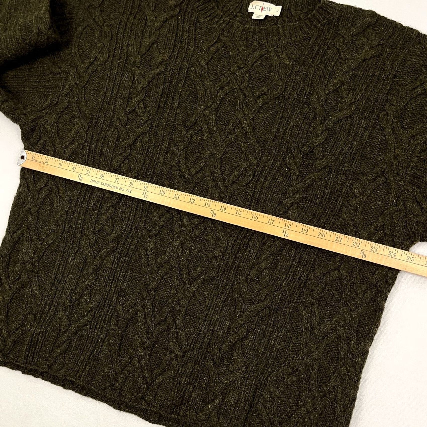 J.Crew VINTAGE J.CREW Oarsman Sweater Mens XL 100% Wool Green Fisherman Cable Knit Pullover Size US XL / EU 56 / 4 - 4 Thumbnail