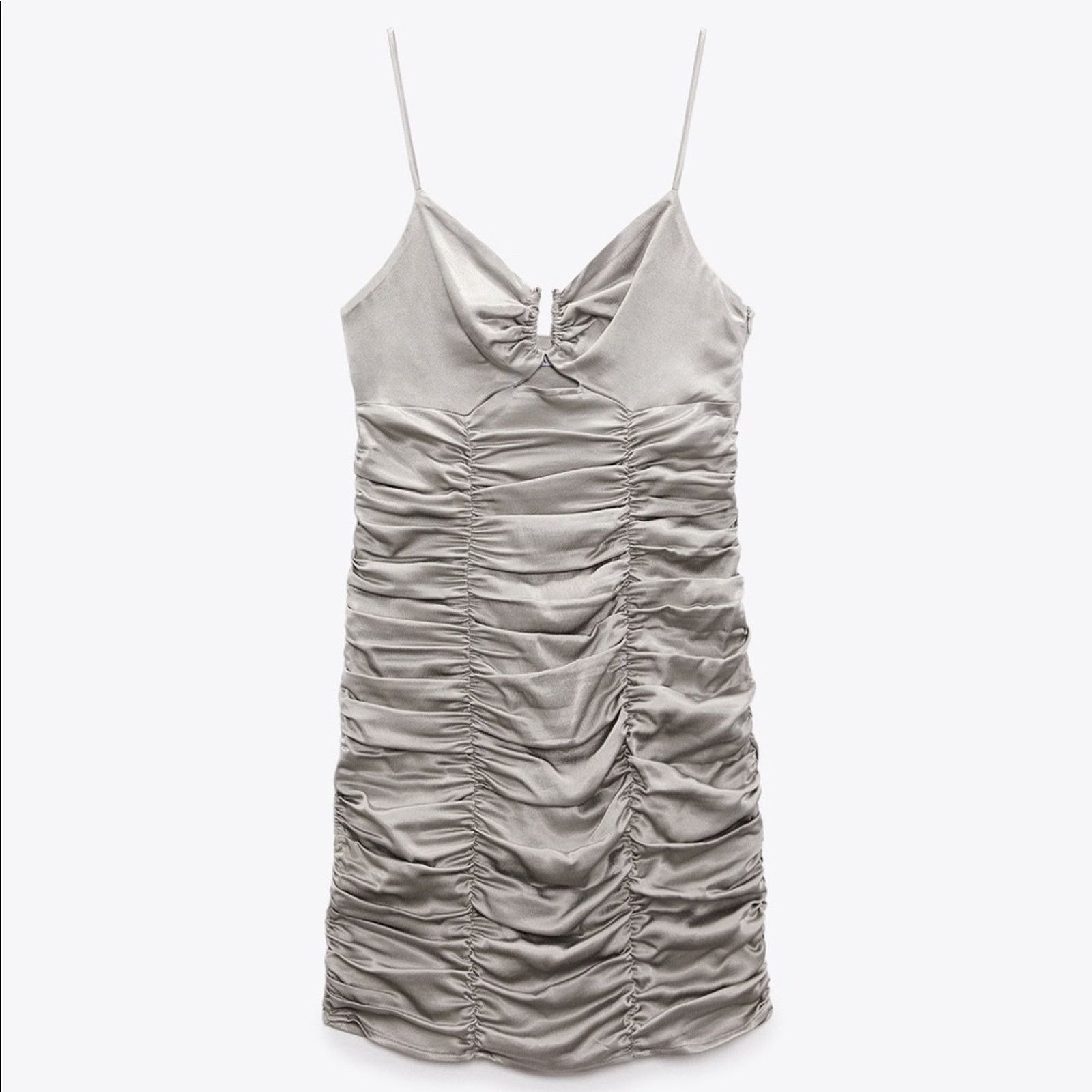 Zara ZARA SATIN EFFECT DRAPED DRESS SILVER Size M / US 6-8 / IT 42-44 - 8 Thumbnail
