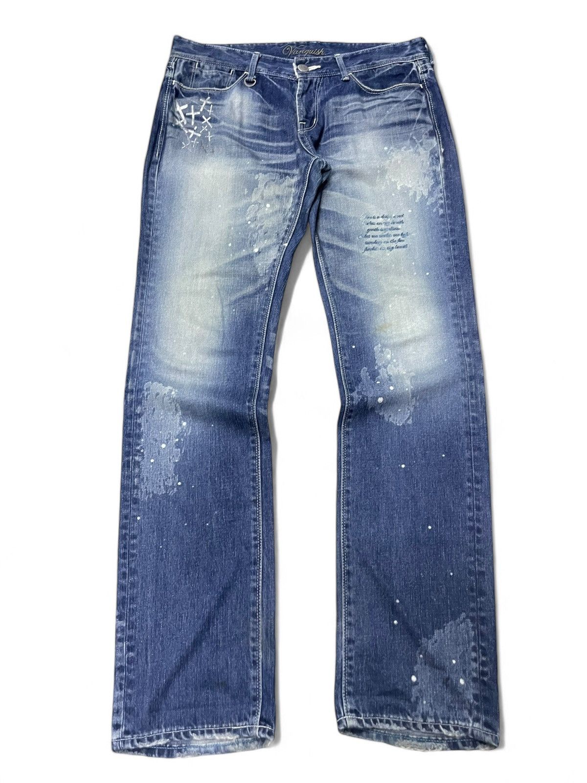 GOSTAR DE FUGA × Vanquish × semanticdesign Vanquish Japan Crossed Whiskers Blue Wash Rockstars Jeans Size US 34 / EU 50 - 1 Thumbnail
