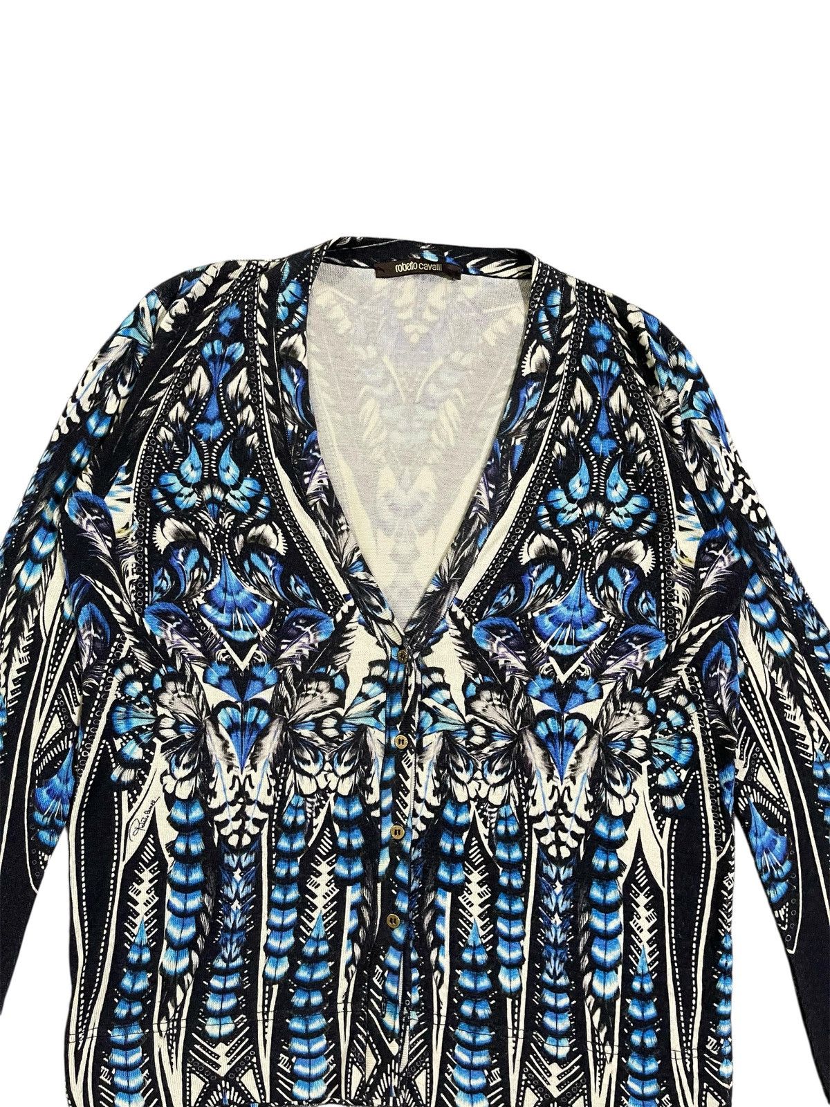 Roberto Cavalli FW 14 Roberto Cavalli Floral Blue Cardigan Size M / US 6-8 / IT 42-44 - 5 Thumbnail