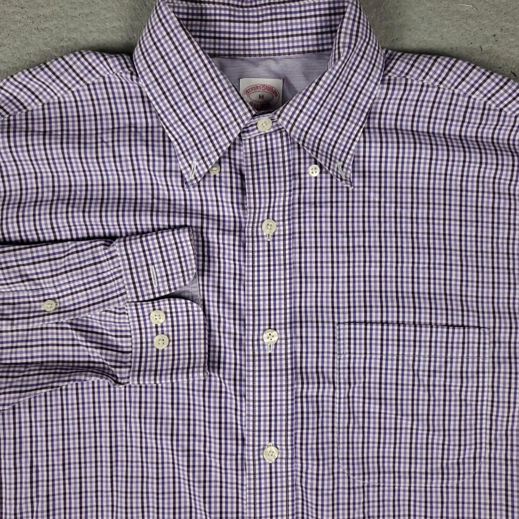 Brooks Brothers Brooks Brothers Shirt Mens Medium Purple Check Button Up Long Sleeve Size US M / EU 48-50 / 2 - 2 Thumbnail