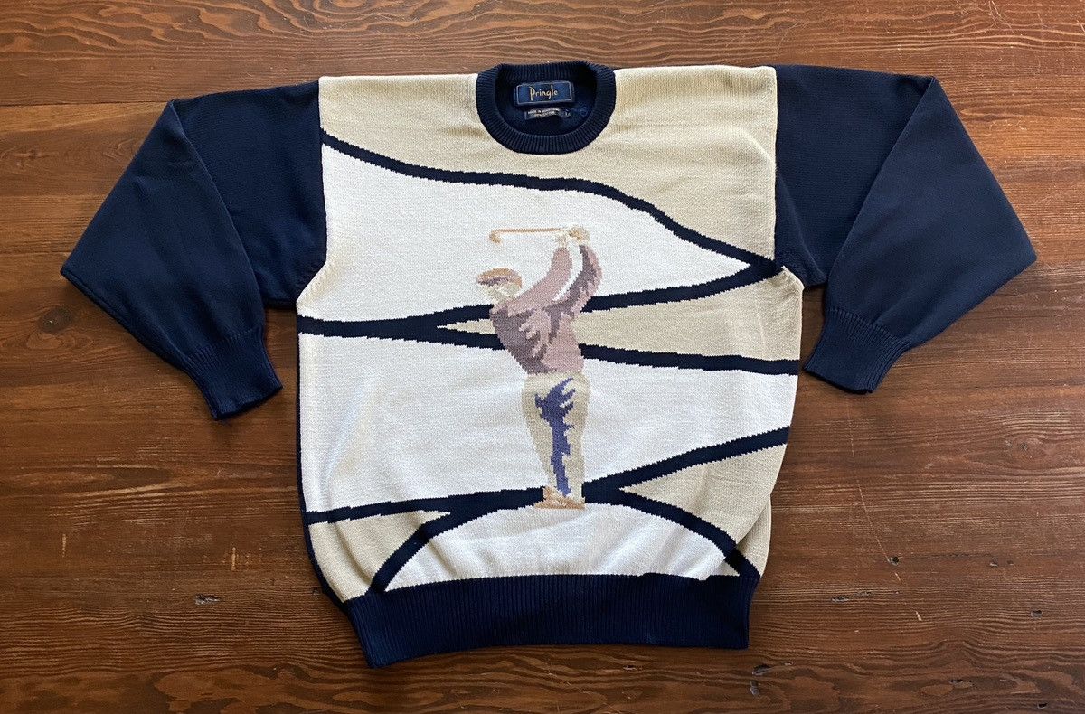 Pringle Of Scotland Vintage 90’s Pringle Golfer Big Image Knit Sweater Size US M / EU 48-50 / 2 - 2 Thumbnail