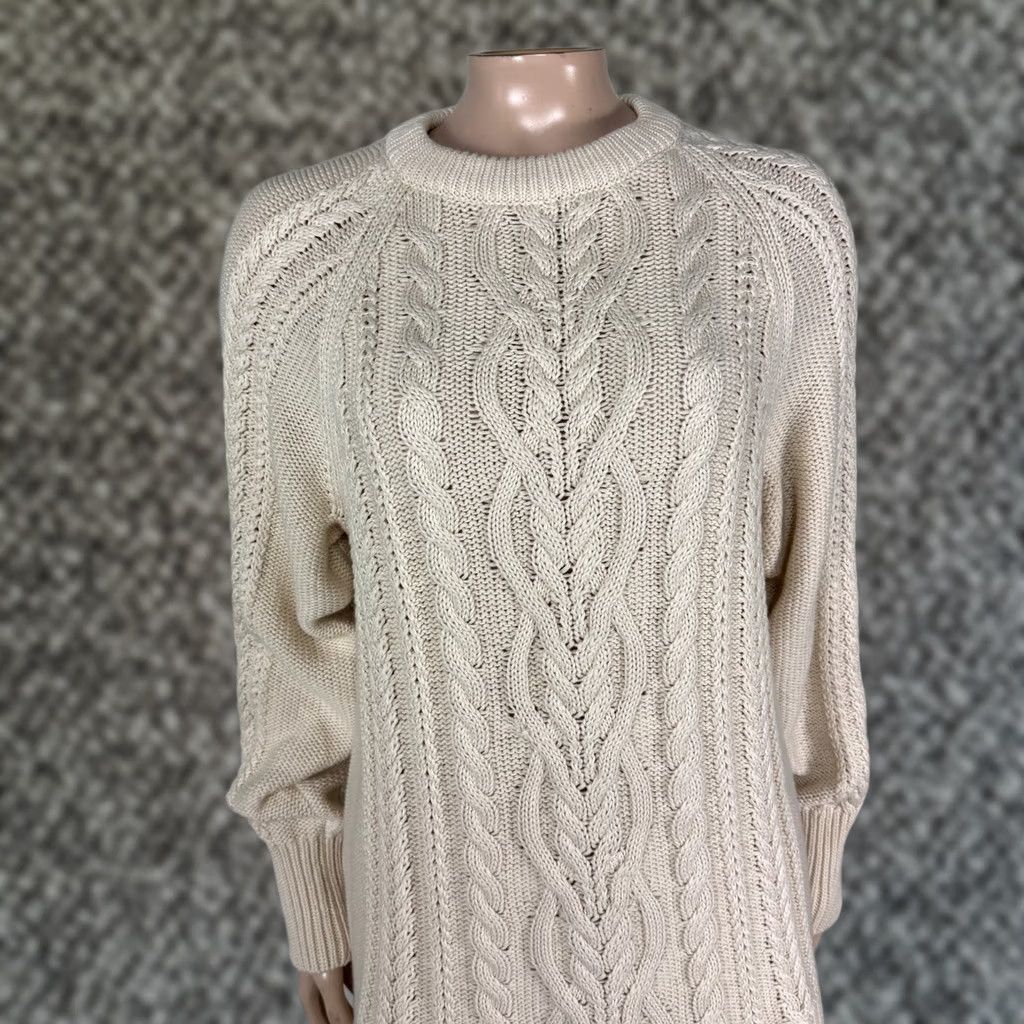 Anthropologie Anthropologie Sweater Crew Neck Long Sleeve Cable Knit Cream S Women’s Pullover Regular Knit Pattern Solid Vintage No Size S / US 4 / IT 40 - 1 Thumbnail